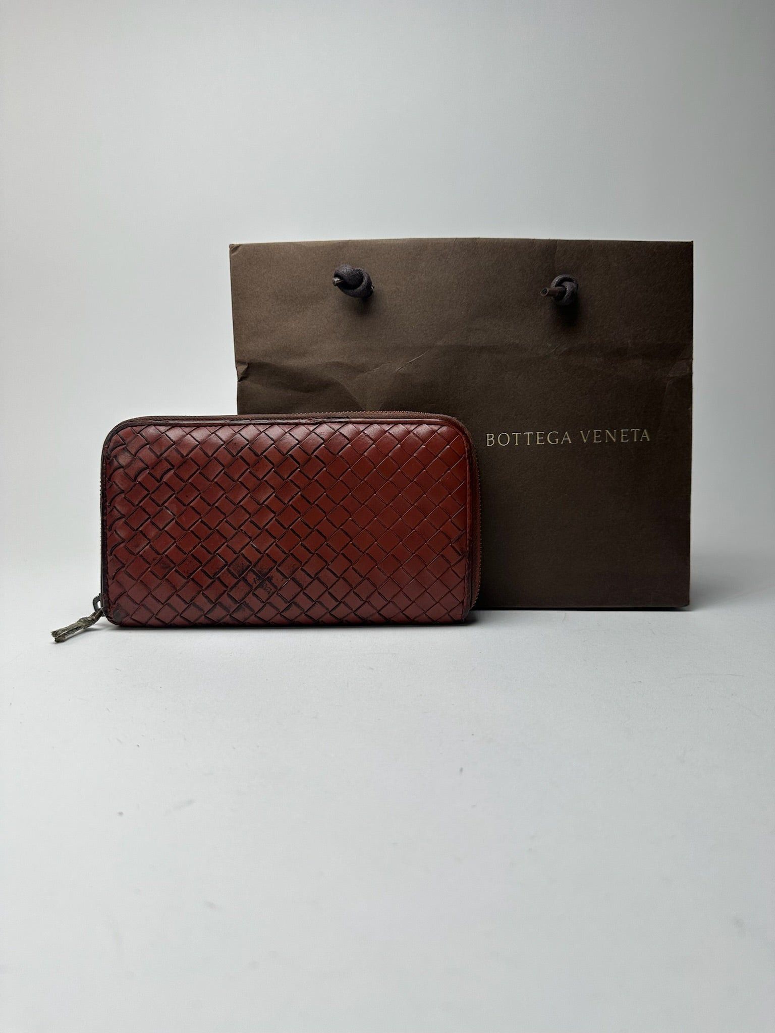 Bottega Veneta Vintage Intercciato Leather wallet red Brown Size ONE SIZE - 1 Thumbnail