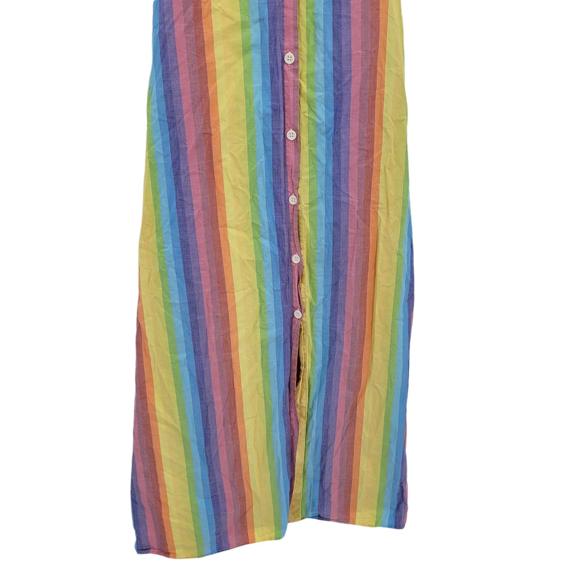Vintage M.D.S. Stripe Pinafore Shirtdress Sz 2 Rainbow Midi Dress A- Size XS / US 0-2 / IT 36-38 - 10 Thumbnail