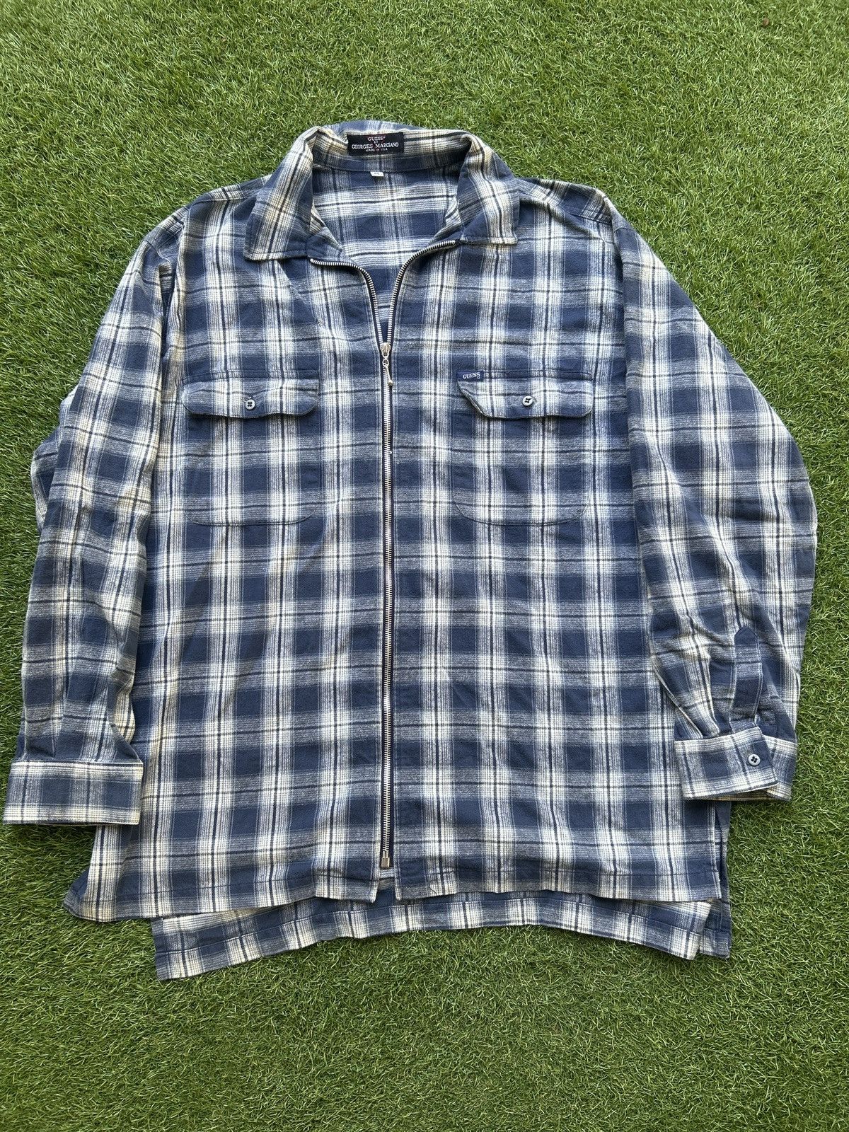 Guess Vintage 80s Guess Georges Marciano Plaid Zip Shirt Jacket Size US M / EU 48-50 / 2 - 1 Thumbnail