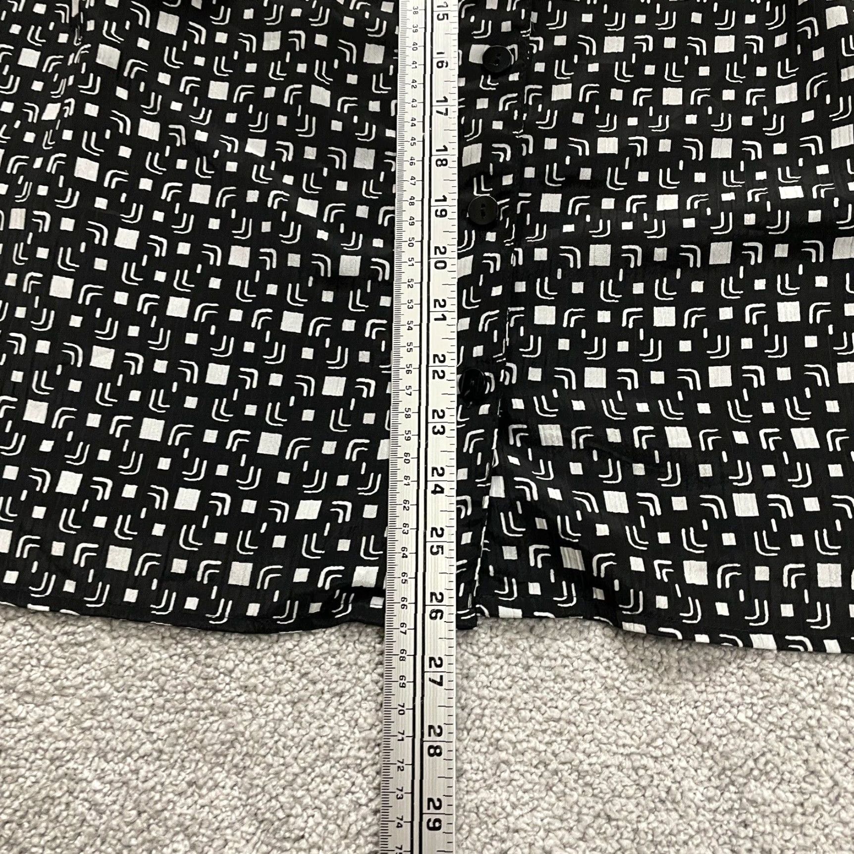George George Button Down Shirt Womens 18/20W Black Geometric 3/4 Sleeve Size 3XL / US 20-22 - 7 Thumbnail