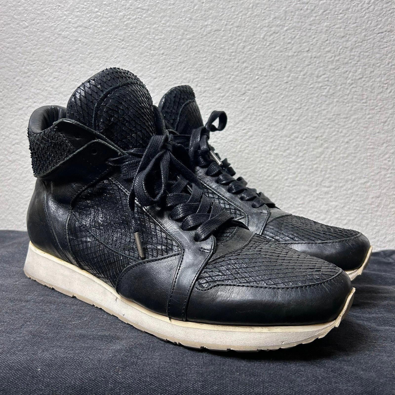 John Varvatos John Varvatos Trainer Mid – Black Textured Leather Size US 11 / EU 44 - 3 Thumbnail