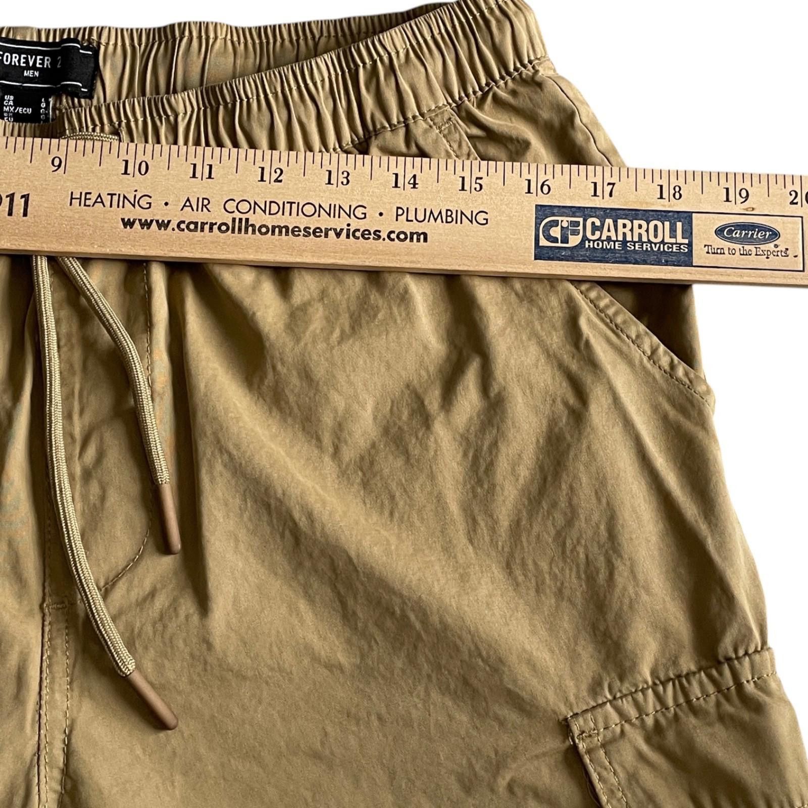 Forever 21 Forever 21 Men's L Tan Cargo Pants Drawstring Elastic Waist Size US 34 / EU 50 - 8 Thumbnail
