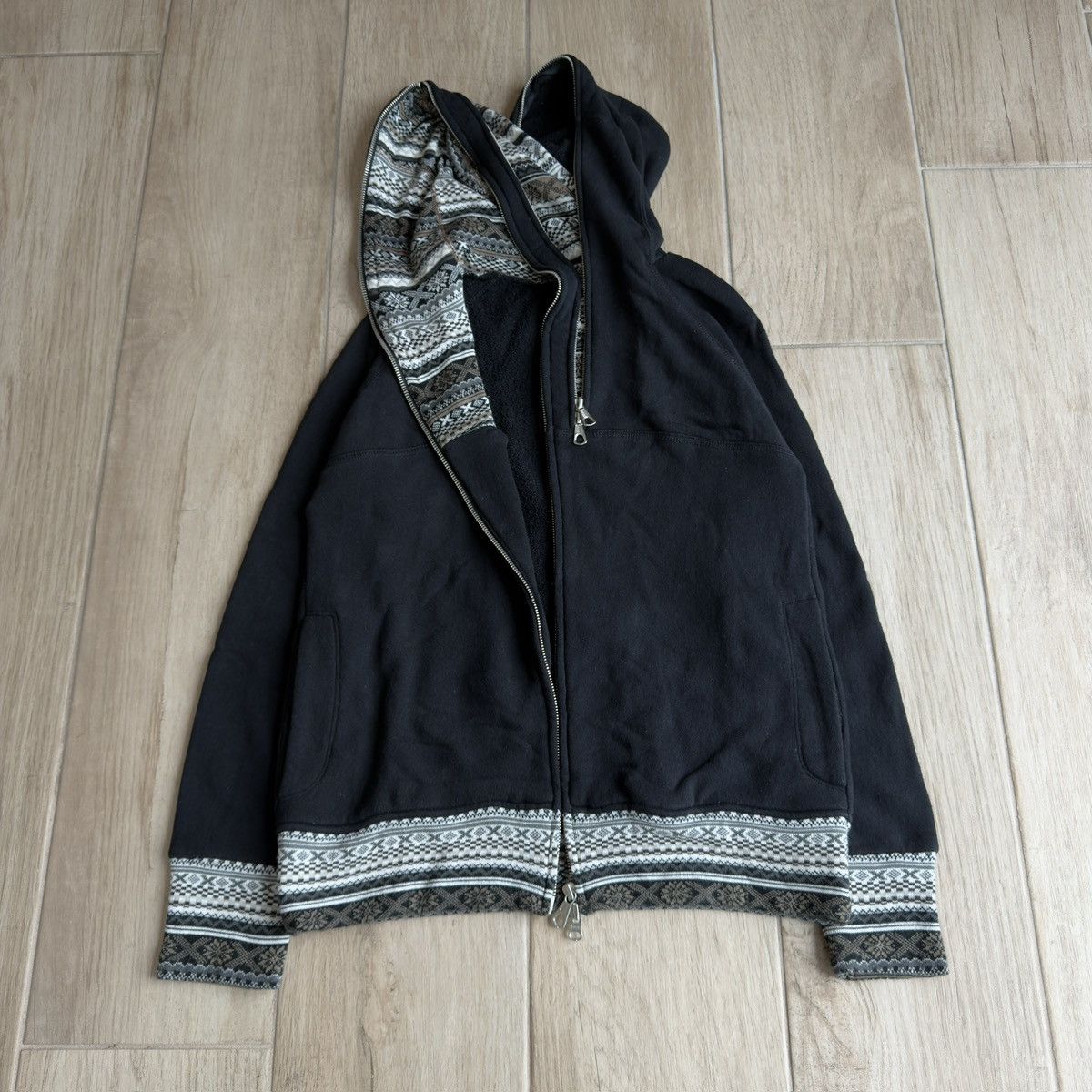 PPFM 2000s Aztec Pattern Trim 3-Zip Double Hood Sweatshirt Size US M / EU 48-50 / 2 - 1 Thumbnail