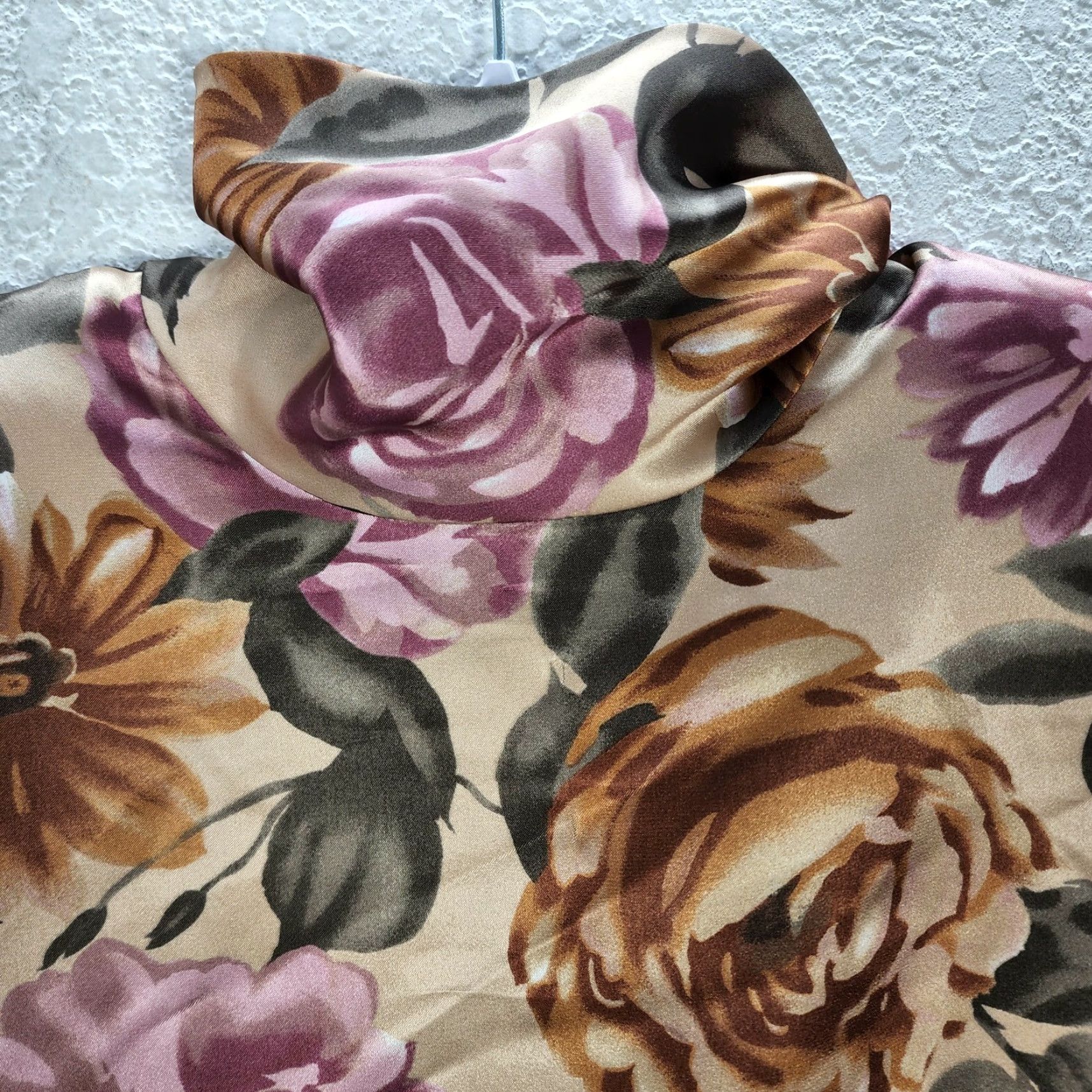 Vintage VINTAGE La Chine Classic Puff Sleeve High Neck Blouse Dusty Pink Womens 6 Galinda Wang Roses Retro (H) Size M / US 6-8 / IT 42-44 - 4 Thumbnail