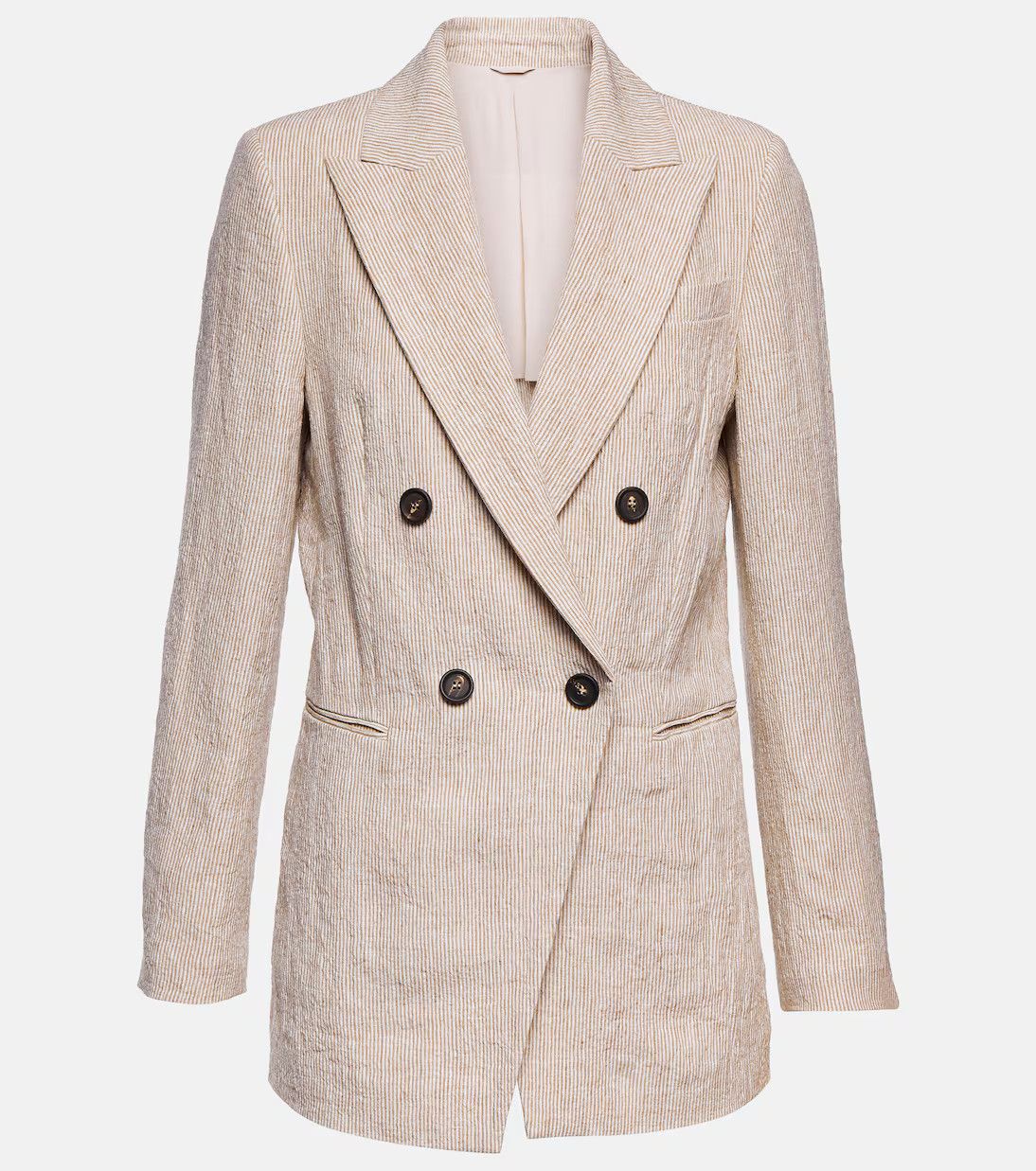 Brunello Cucinelli o1y0725 Blazer in Beige Size M / US 6-8 / IT 42-44 - 1 Thumbnail