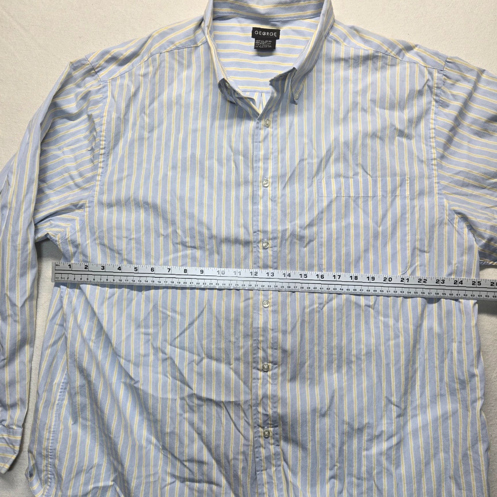 George George Shirt Blue Striped Long Sleeve Button Up 100% Cotton Casual Adult Men 2XL Size US XXL / EU 58 / 5 - 4 Thumbnail