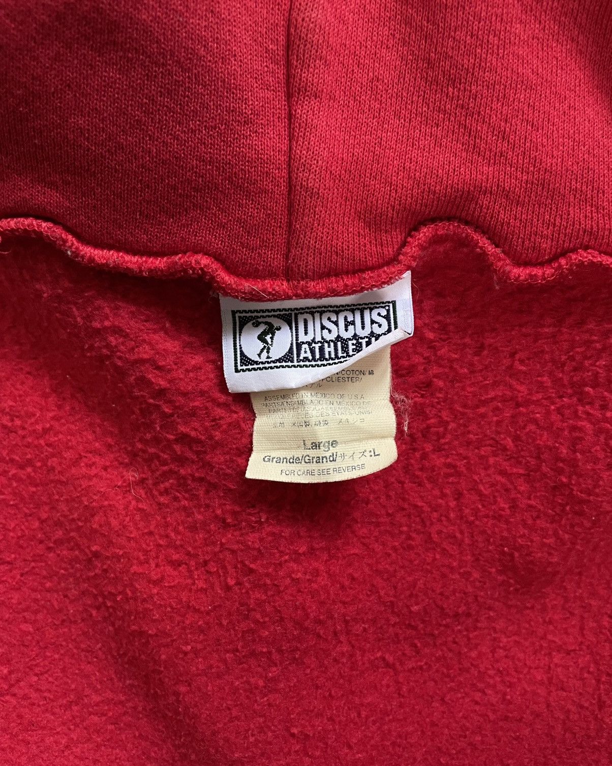 Vintage Vintage 90s Discus Athletic Red Hoodie Size US L / EU 52-54 / 3 - 7 Thumbnail