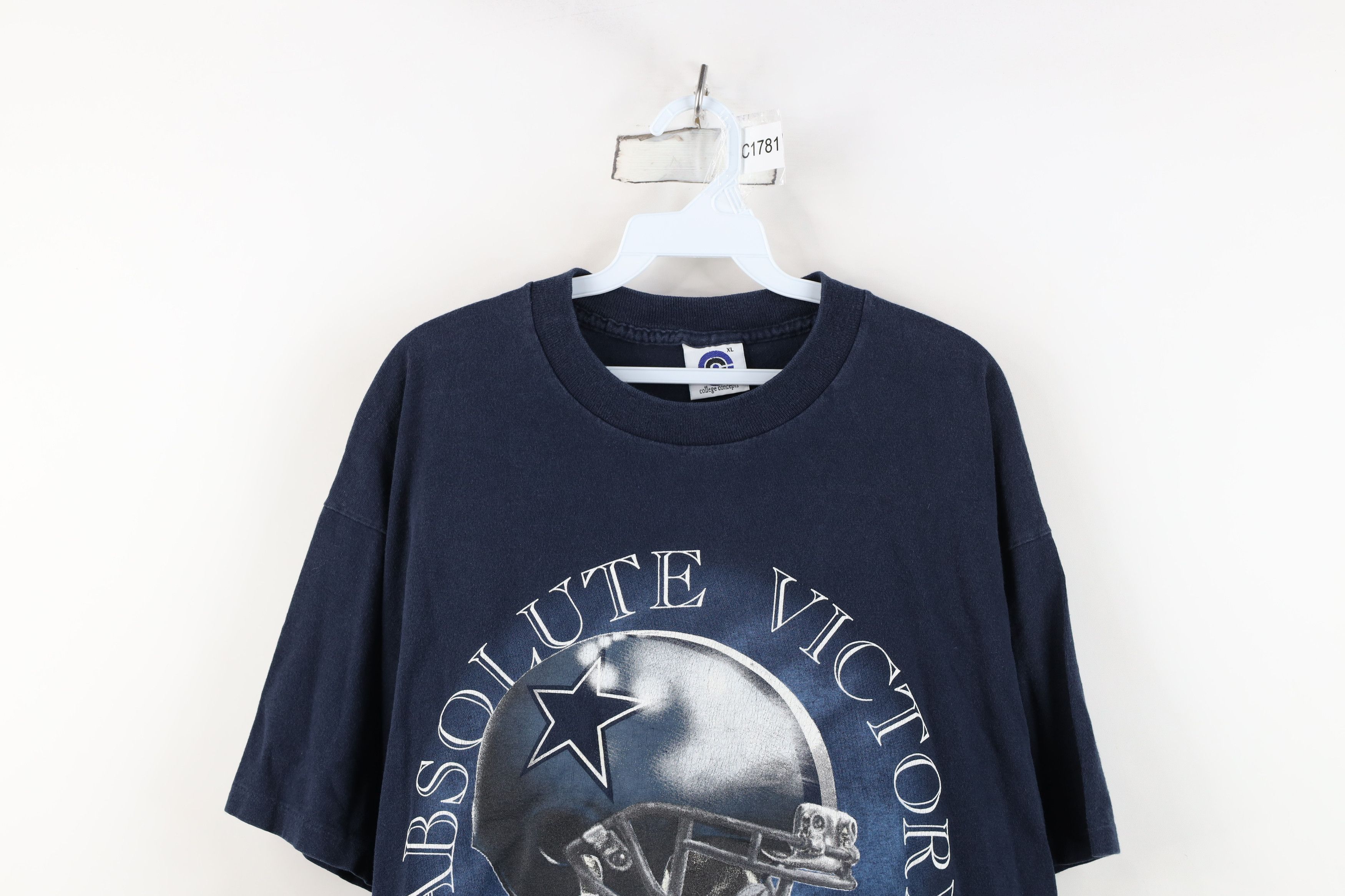 Vintage Vintage 90s Dallas Cowboys Football Helmet T-Shirt Blue USA Size US XL / EU 56 / 4 - 2 Thumbnail