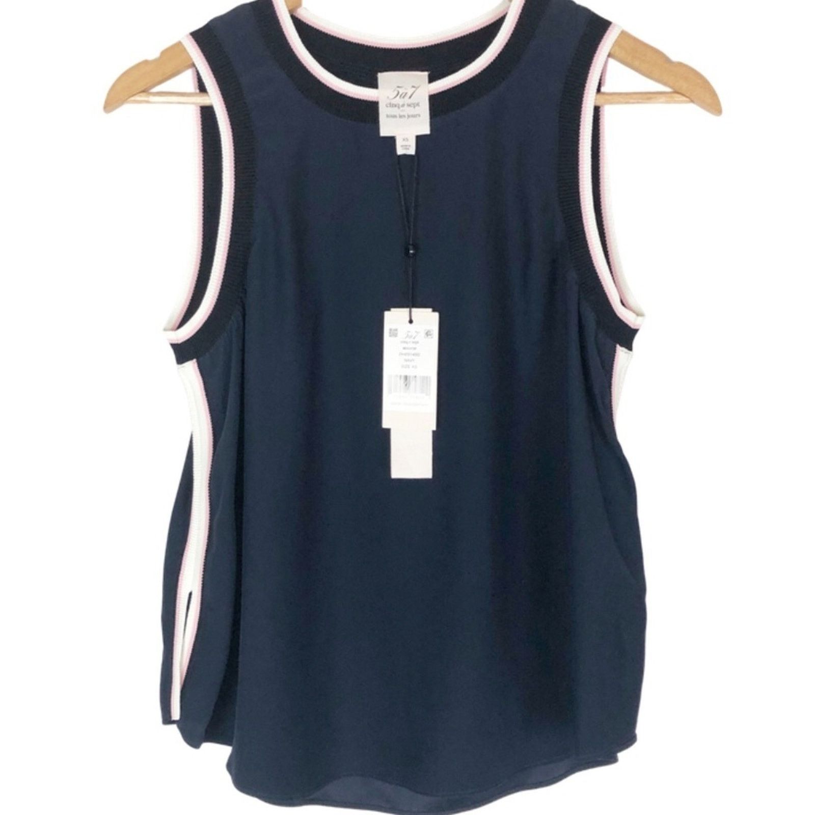 Cinq a Sept New with tags Cinq A Sept Women’s Nicola Striped-Trim Tank Size XS / US 0-2 / IT 36-38 - 5 Thumbnail