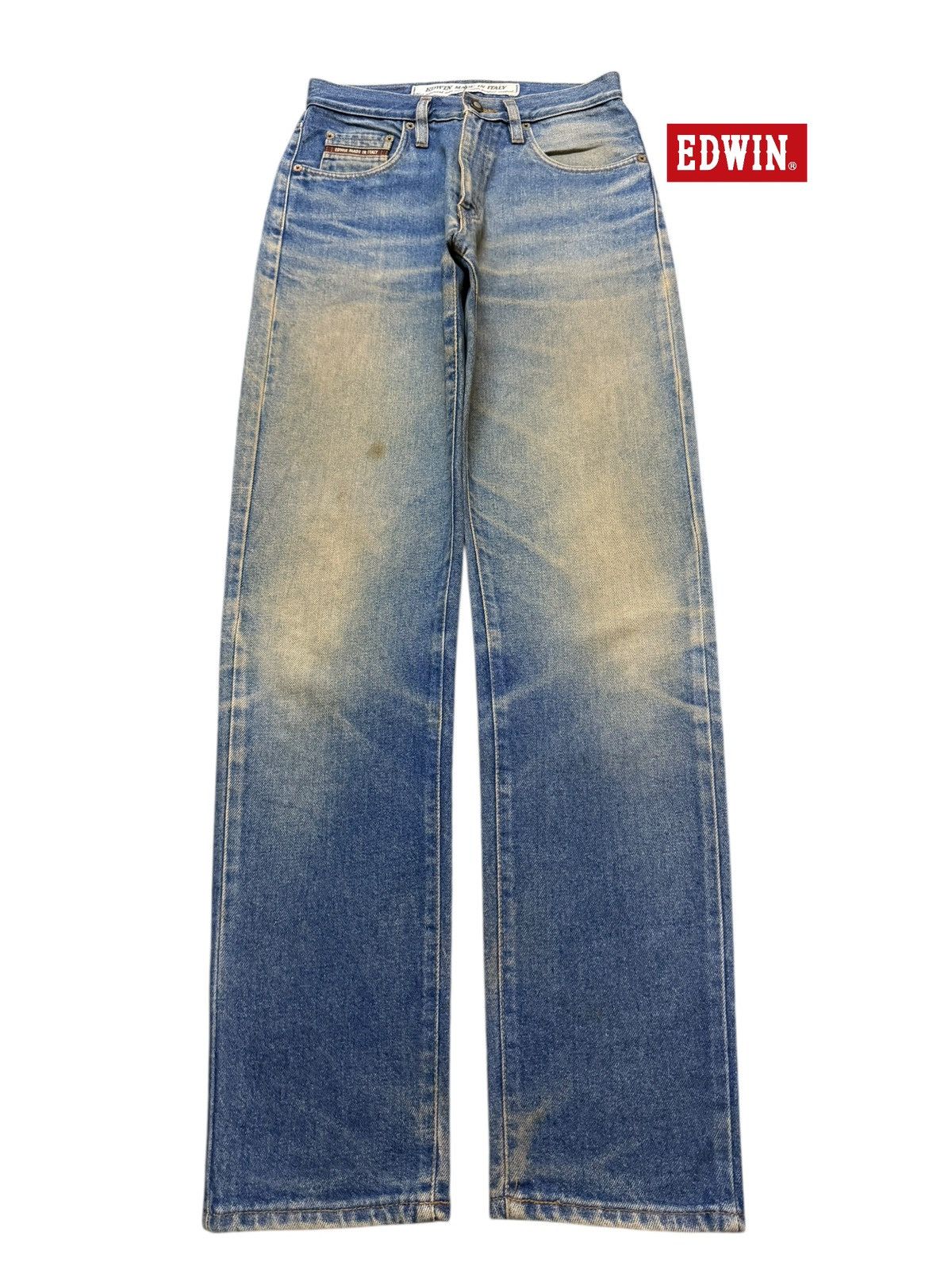 Edwin Vintage 90s Edwin Made In Italy Mud Wash Faded Whisker Style Size US 28 / EU 44 - 1 Thumbnail