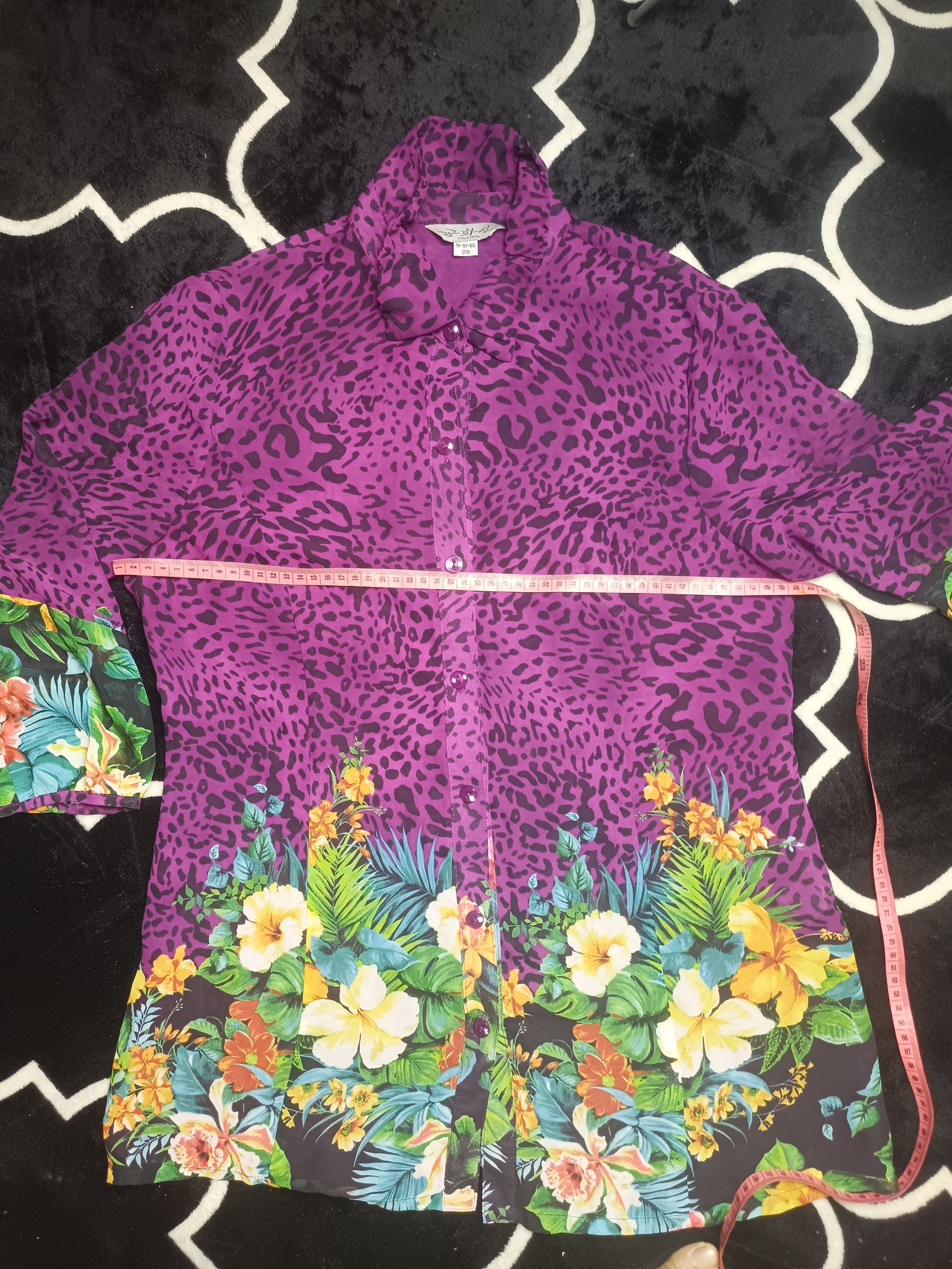 Japanese Brand Women's Chiffon Blouses Button Down Floral Leopard Print Size L / US 10 / IT 46 - 5 Thumbnail