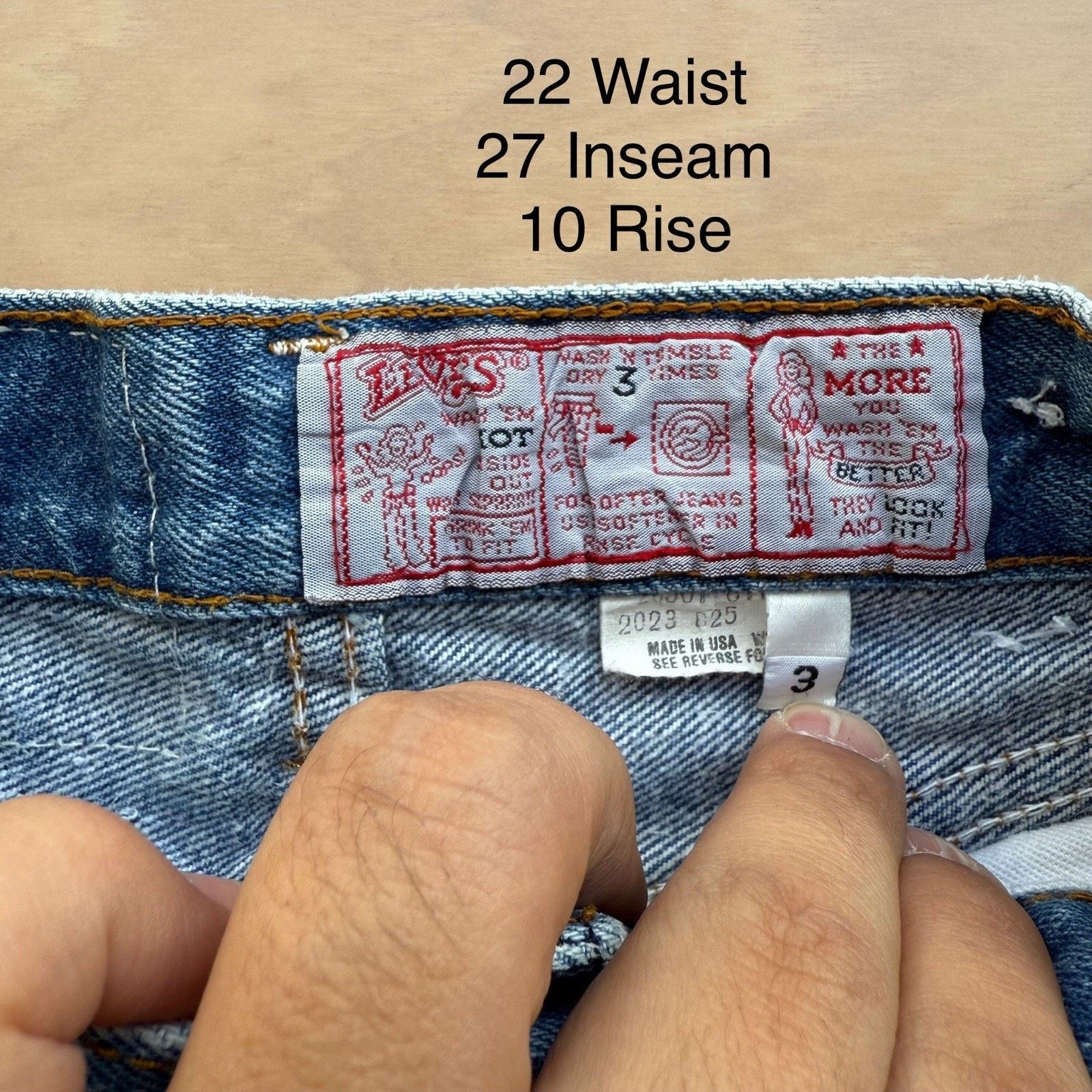 Levi's Vintage Levis 501 Jeans 22 Blue Made In USA 80s Straight Leg Size 22" - 5 Thumbnail