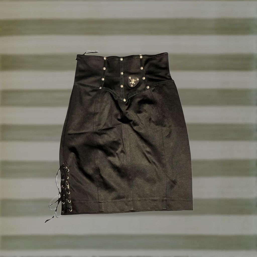 Vintage onitsuka Skirt XS Pencil Black Womens Knee Length Em0 Skirt 90s Halloween Alternative Size 26" / US 2 / IT 38 - 1 Thumbnail