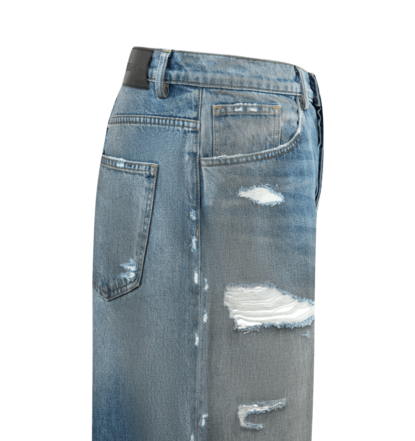 Nahmias o1h1sh11225 Dirty Wash Baggy Jeans in Blue Size US 34 / EU 50 - 3 Thumbnail