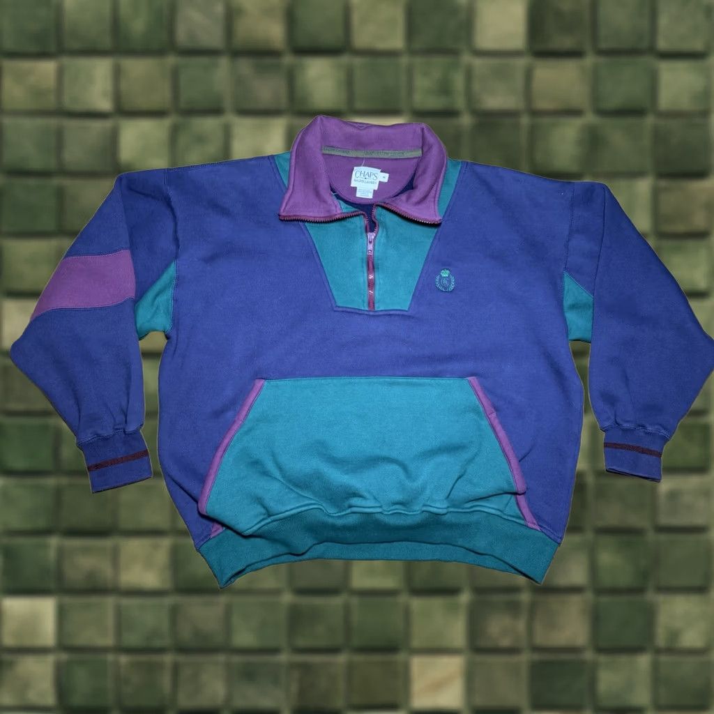 Ralph Lauren VTG 90s Chaps Ralph Lauren CRL Color Block 1/4 Zip Rugby Pullover Medium Shirt Unisex Adults Mens Womens Size US M / EU 48-50 / 2 - 1 Thumbnail