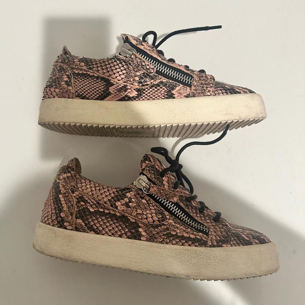 Giuseppe Zanotti Giuseppe Zanotti Leather Sneaker Rose Pink Snake Print EU 38 Size US 7 / IT 37 - 11 Thumbnail