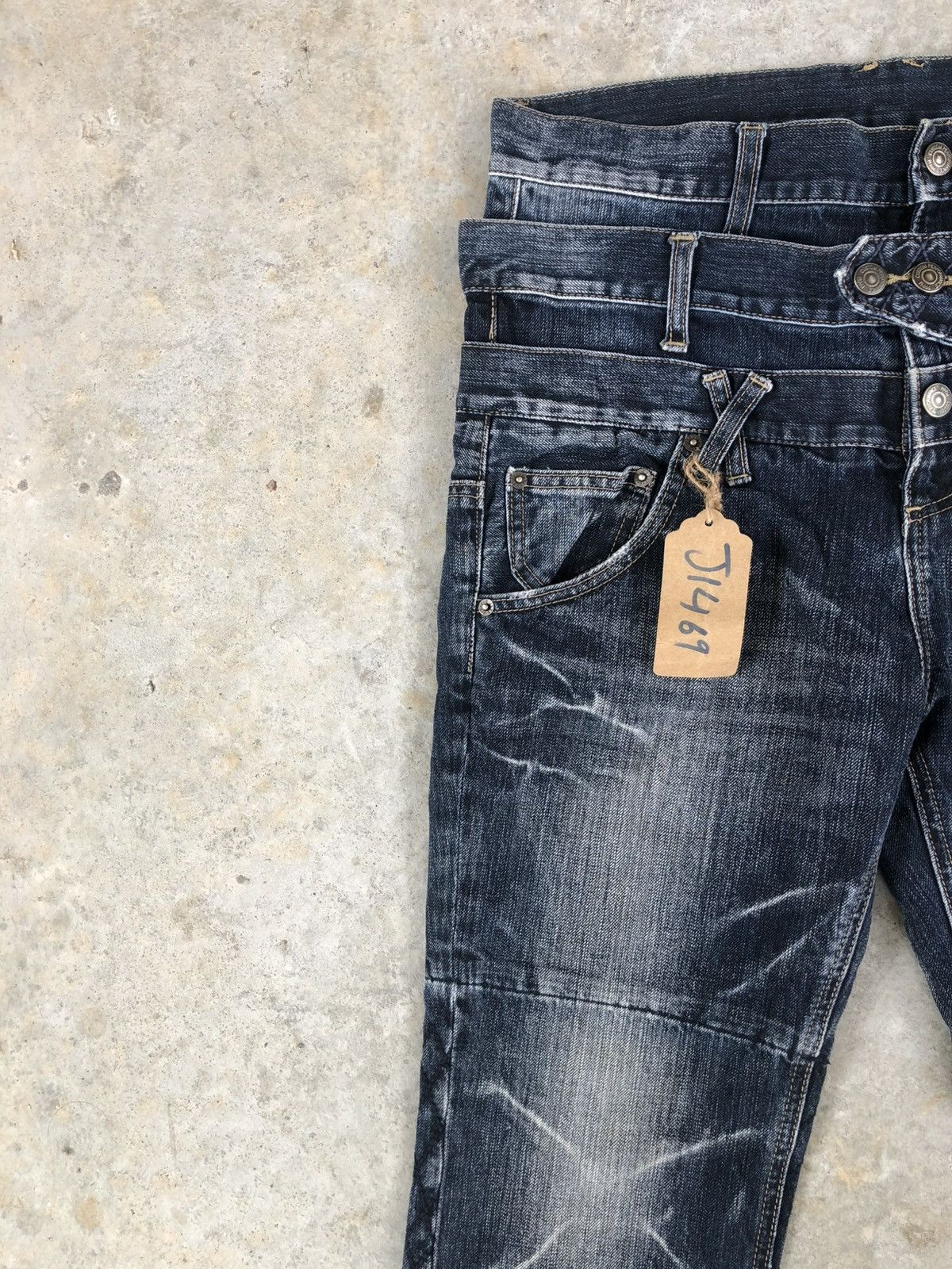 PPFM PPFM Double Waist Punk Style Distressed Jeans Size US 32 / EU 48 - 4 Thumbnail