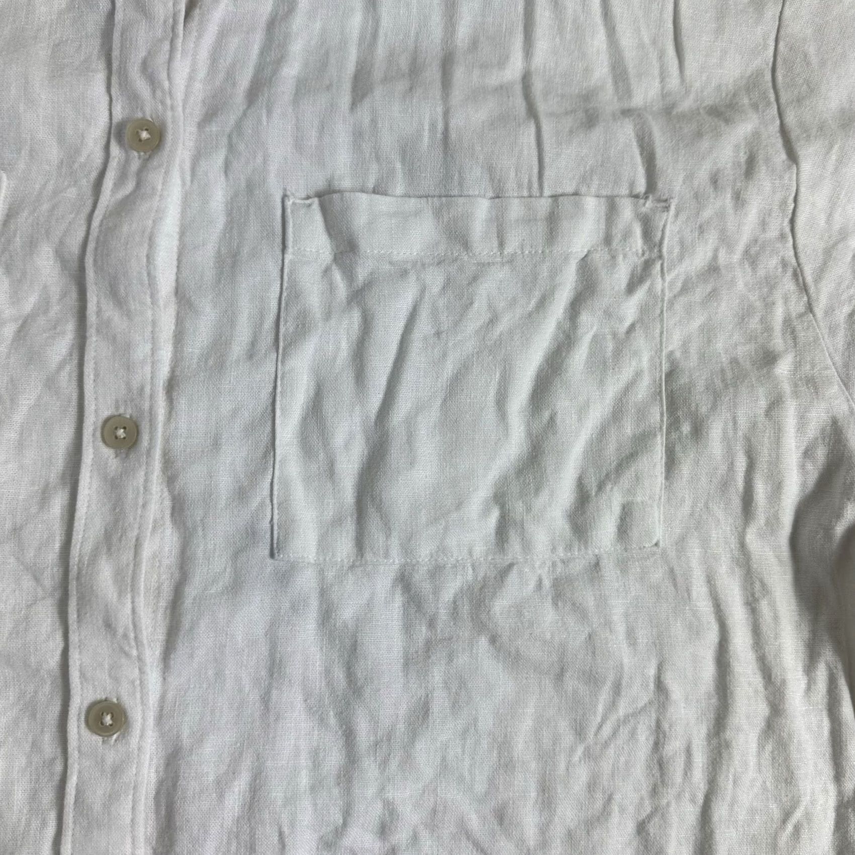 Abercrombie & Fitch VINTAGE Abercrombie & Fitch Linen Blend Button-Up Blouse Short Sleeve Pockets White Womens Size LP L Size L / US 10 / IT 46 - 4 Thumbnail
