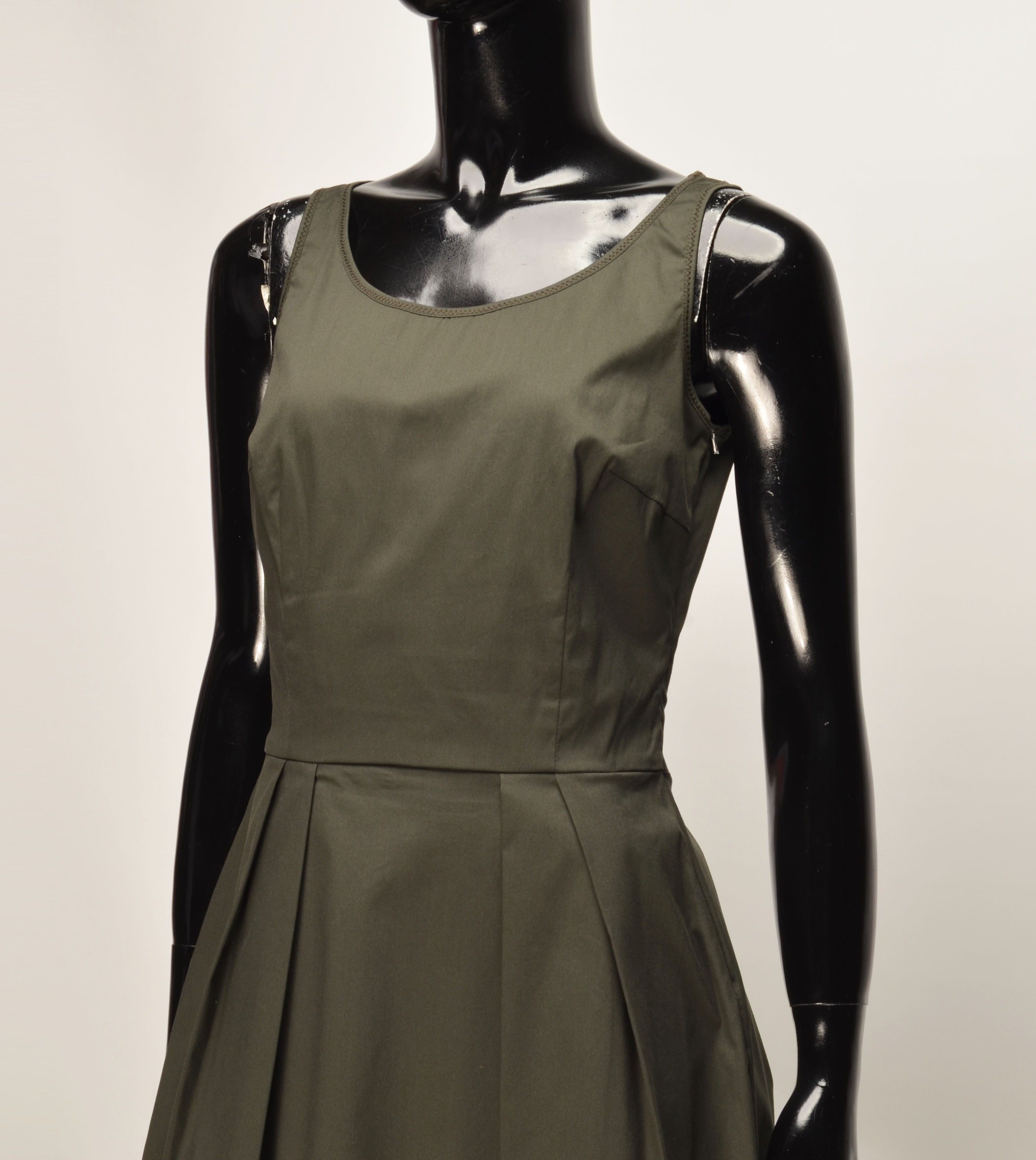Prada Prada Olive Green A-Line Structured Timeless Dress Size S / US 4 / IT 40 - 2 Thumbnail
