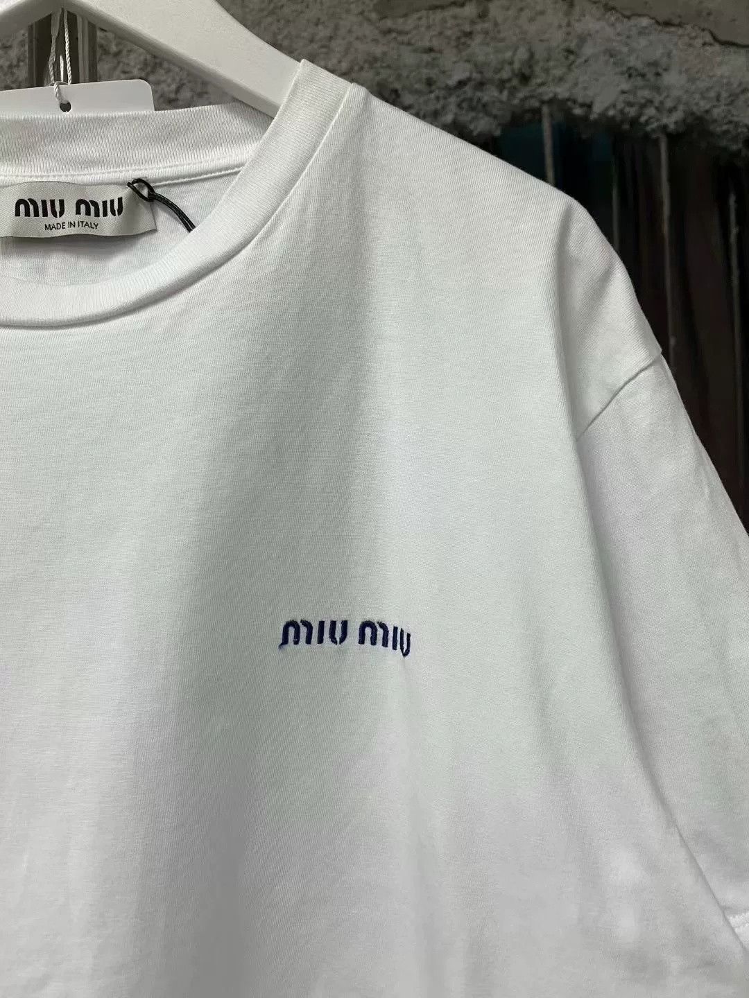 Miu Miu Miu Miu White Embroidered Logo Short Sleeve Size US 5 / EU 37 - 5 Thumbnail
