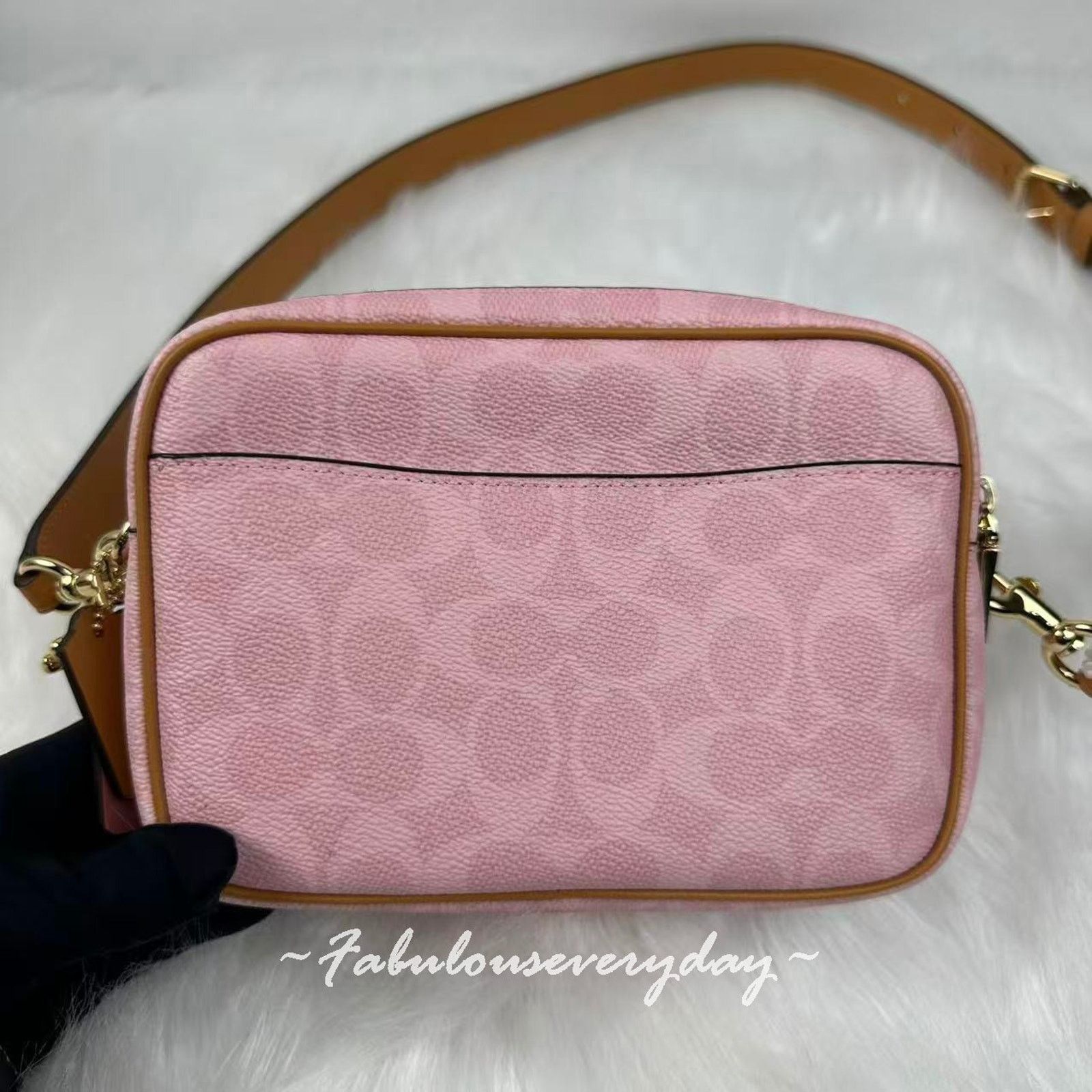 Coach Coach Mini Carey Crossbody Bag Sig Canvas Charms Powder Pink Size ONE SIZE - 3 Thumbnail