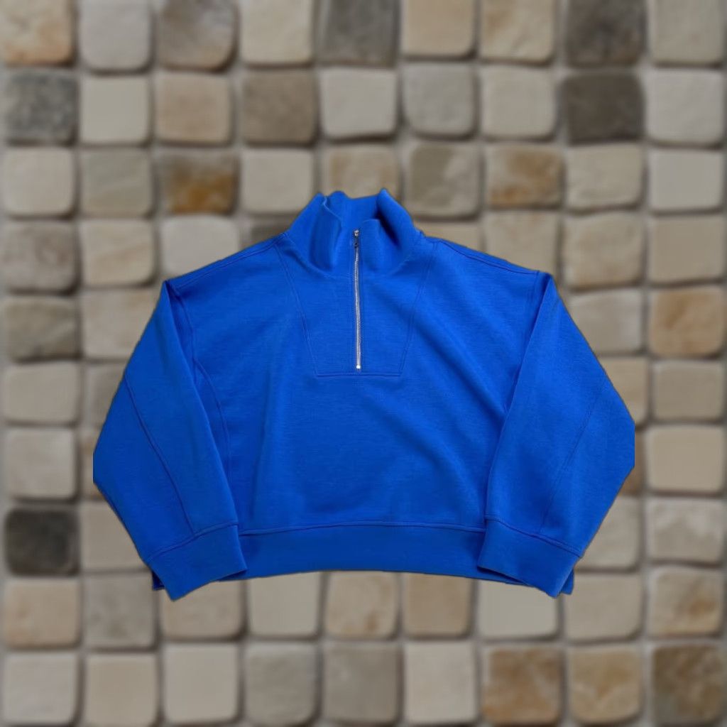 Vintage SSYS Sweatshirt Womens 2XL Blue Cropped Quarter Zip Mock Neck Pullover Shirt Activewear Womens SSYS Blue Cropped Quarter Zip Sweatshirt 2XL Size XXL / US 16-18 / IT 52-54 - 1 Thumbnail