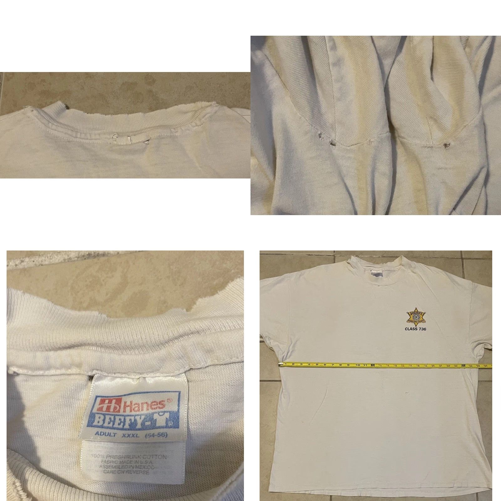 Vintage Vtg 90s Maricopa County Sheriff Academy Faded Distress Shirt 3X Arizona Police Shirt T-Shirt White 3XL Mens Graphic Tee Vintagestyle Size US XXL / EU 58 / 5 - 11 Thumbnail