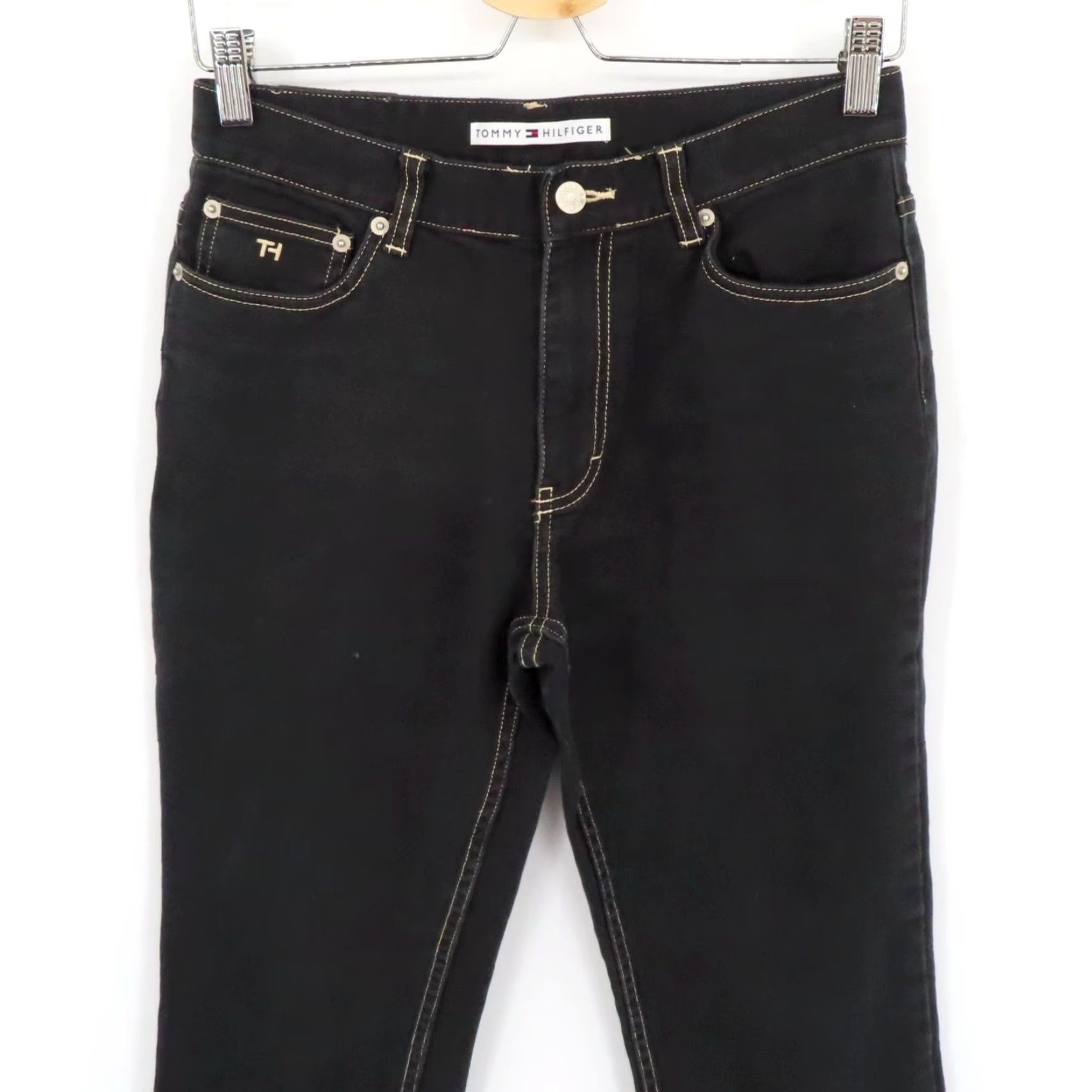Tommy Hilfiger VINTAGE Tommy Hilfiger Women Jeans Denim 5-Pocket Black Embroidered Pocket Cotton Blend 6 Straight N Womens Size 28" / US 6 / IT 42 - 2 Thumbnail