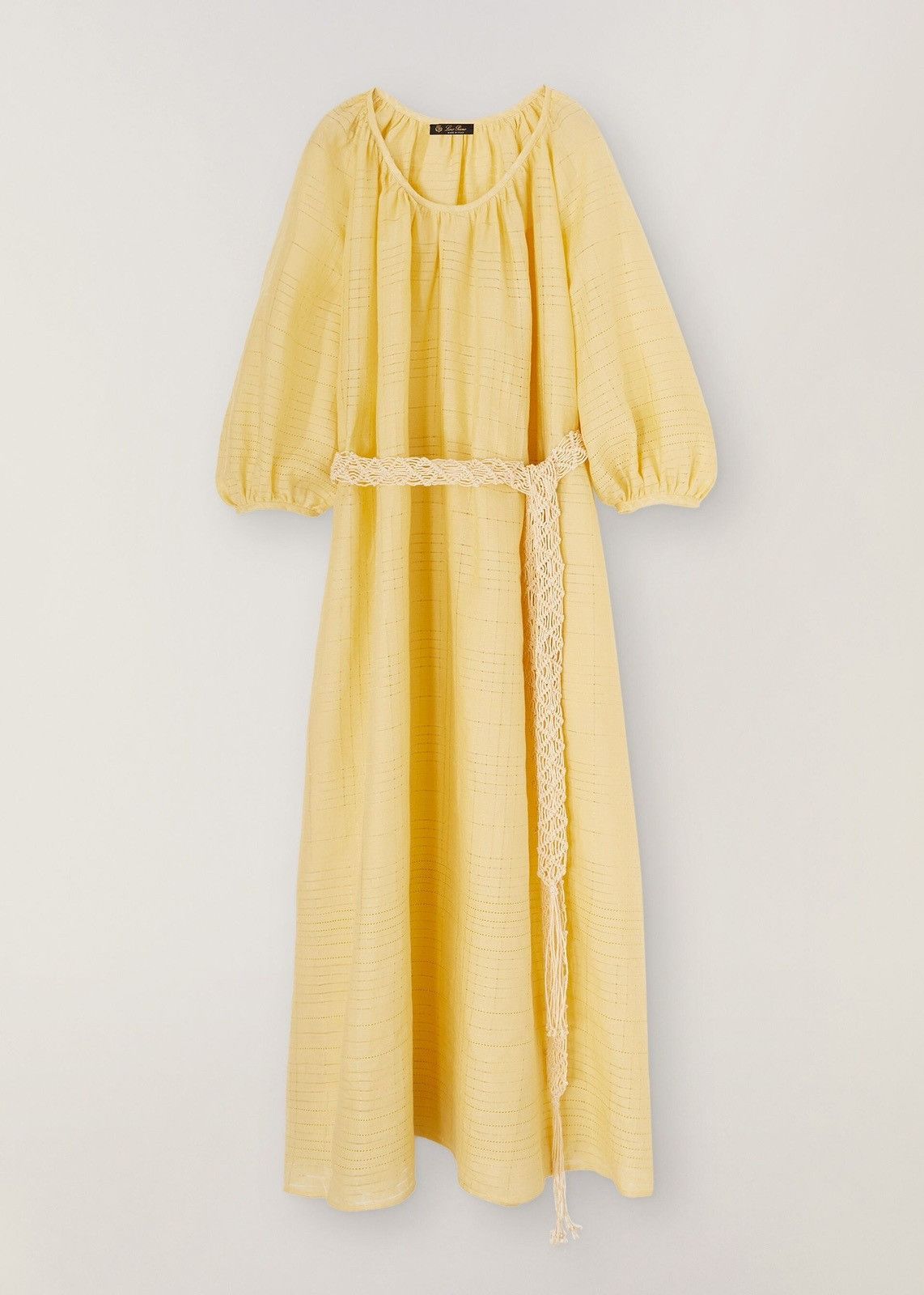 Loro Piana o1srvl11e0824 Medea Af Needle Linen Midi Dress in Yellow Size M / US 6-8 / IT 42-44 - 1 Thumbnail