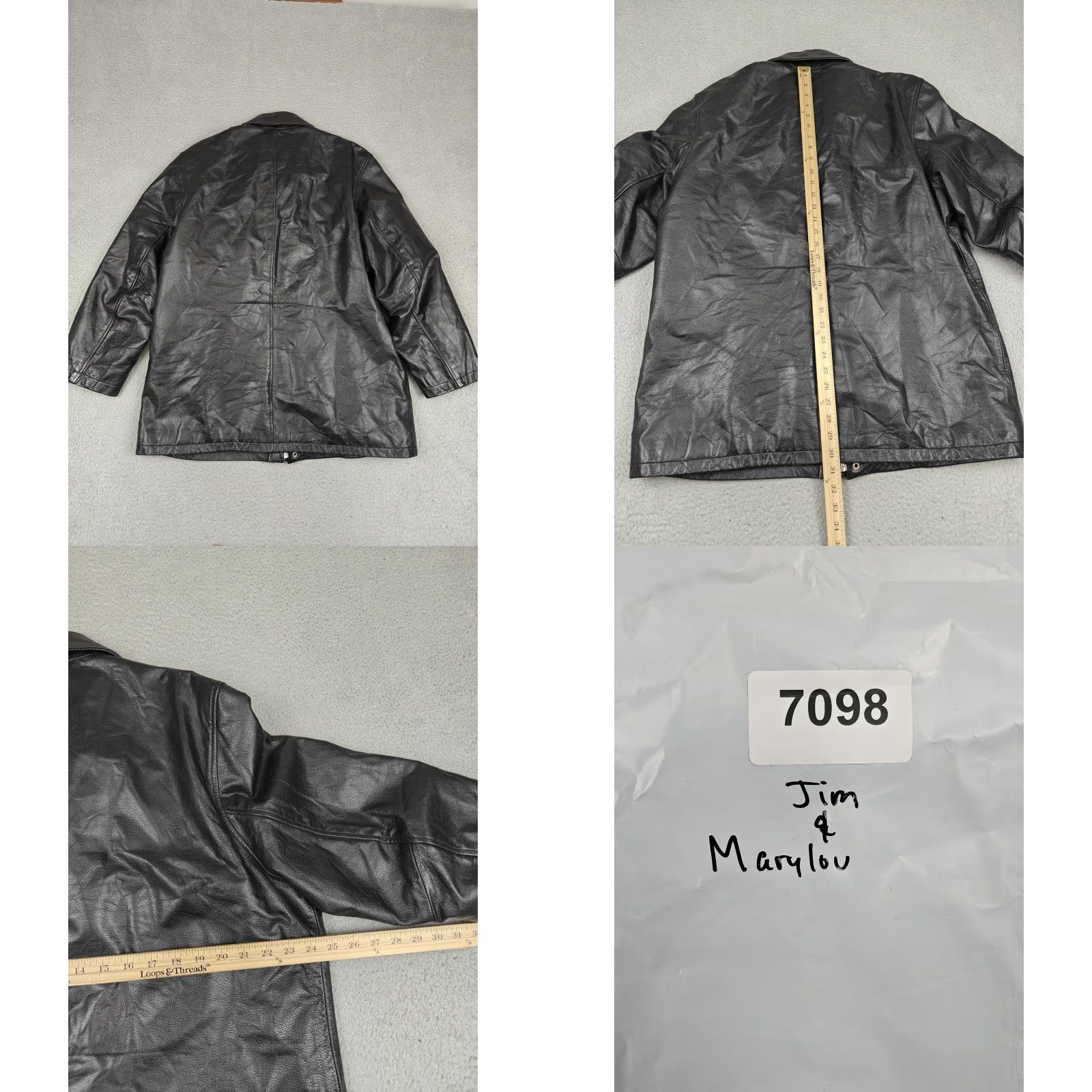 Vintage Jim & MaryLou Coat Mens Large Black Leather Mid-Length Zip Quilted Lined Pockets Size US L / EU 52-54 / 3 - 8 Thumbnail