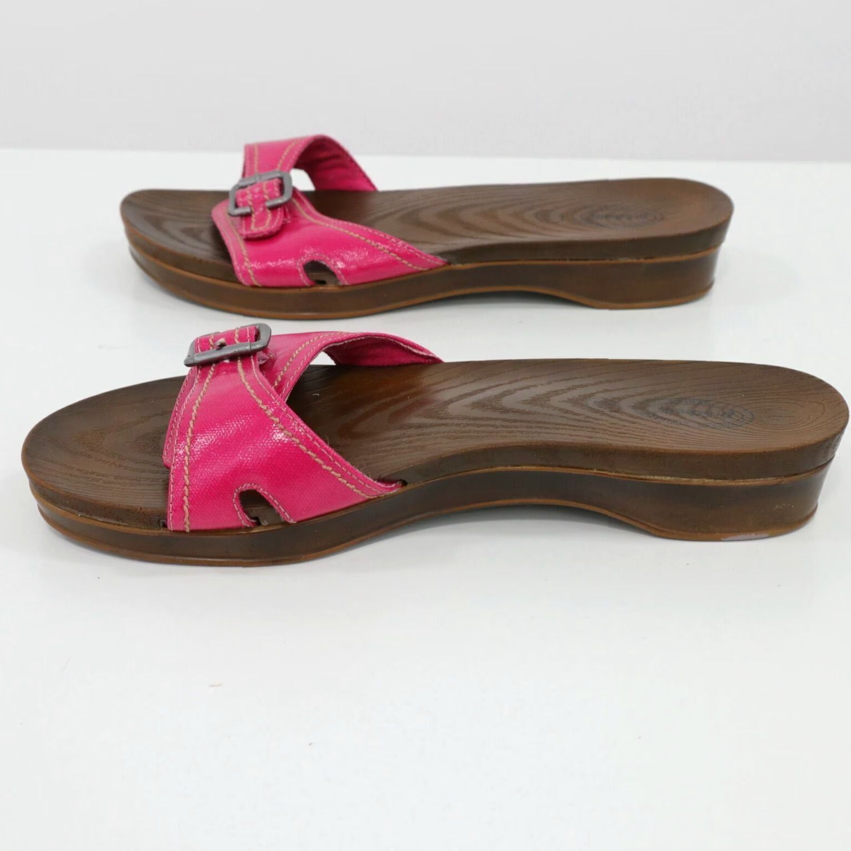 Dr. Scholl's Sandals Womens 10 Hot Pink Buckle Slip On Comfort
