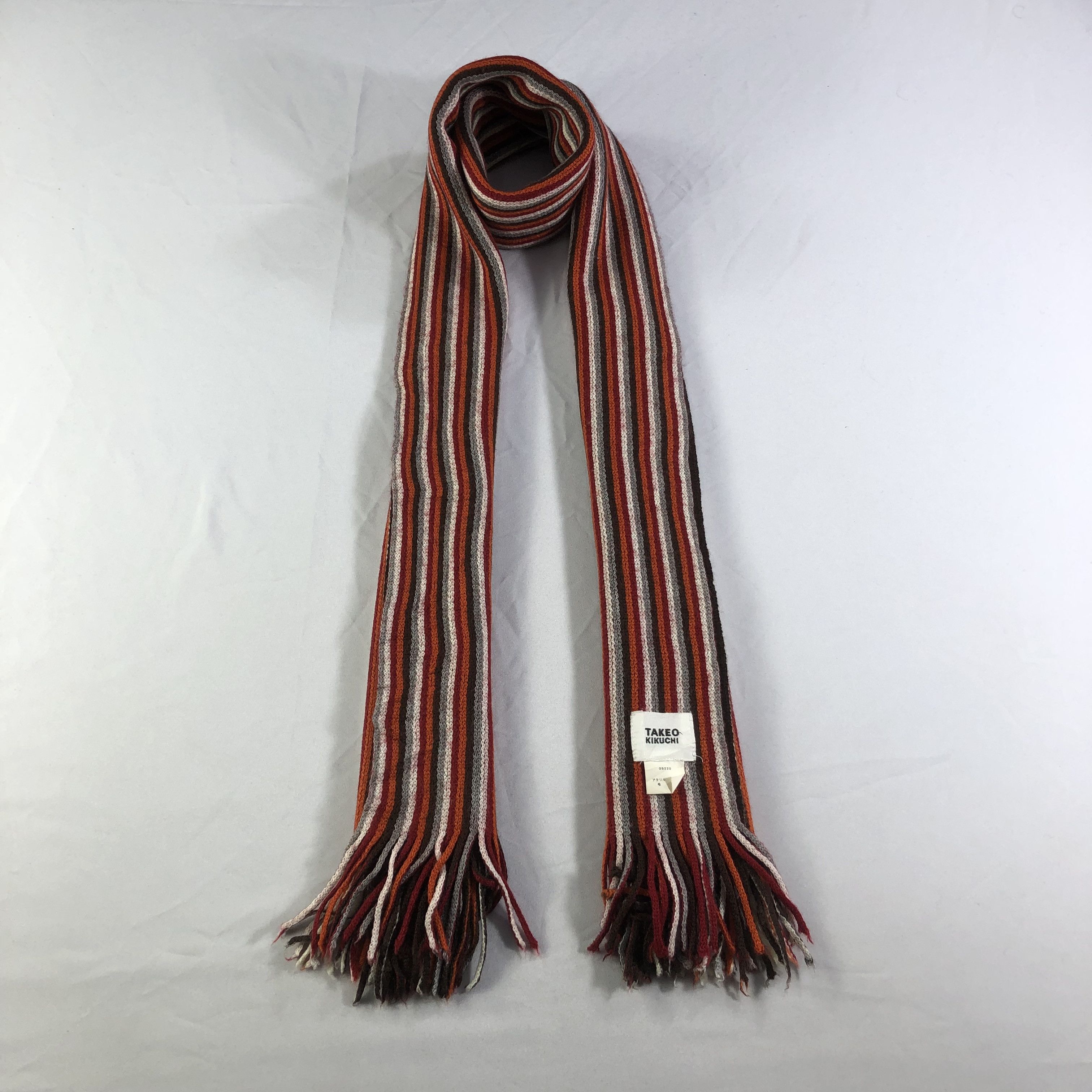 Takeo Kikuchi Takeo Kikuchi Striped Knit Wool Scarf Muffler V1458 Size ONE SIZE - 1 Thumbnail