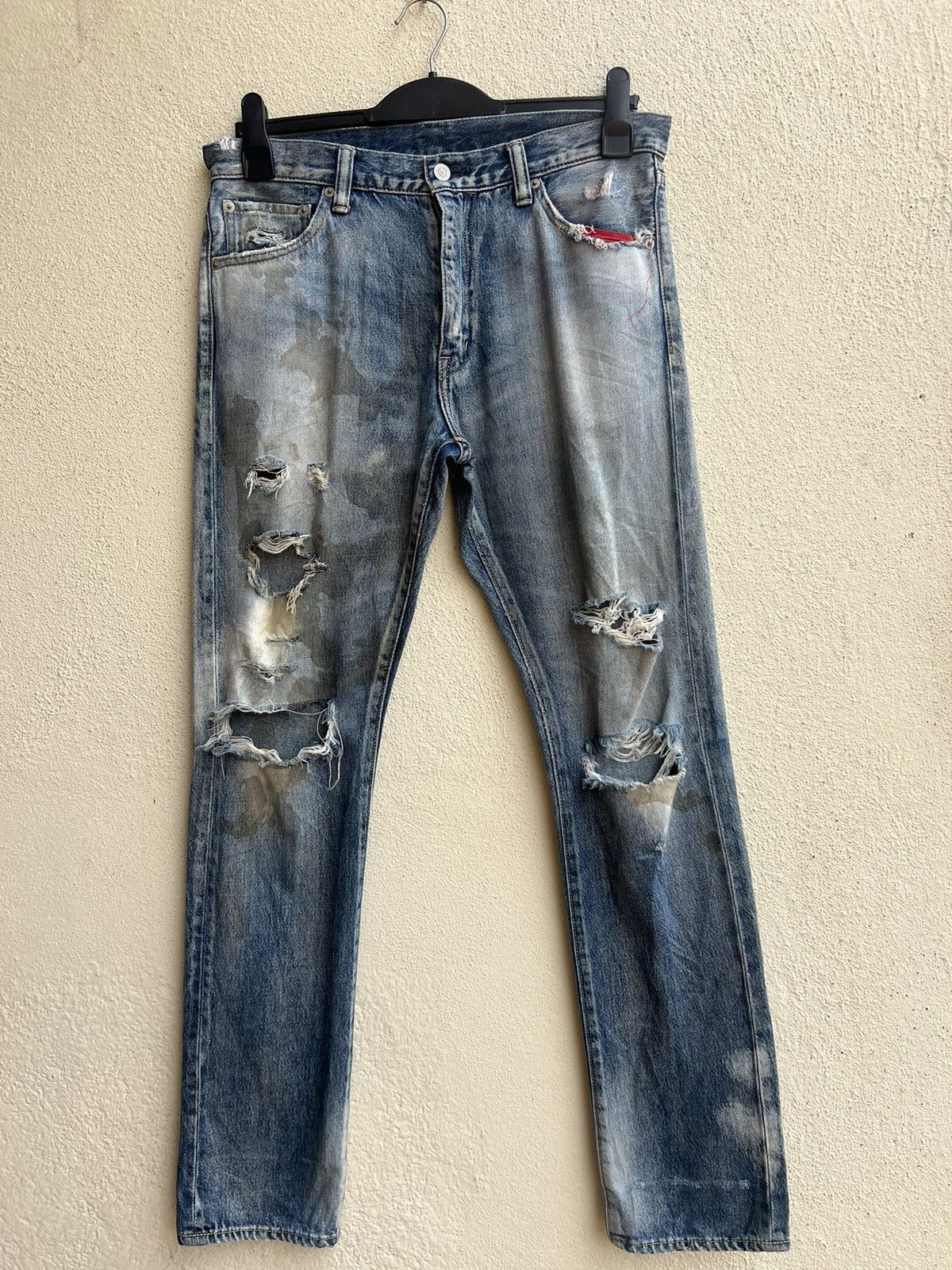 Swagger Vintage Swagger Japan Fade Stains Distress Denim Jeans Size US 30 / EU 46 - 20 Thumbnail