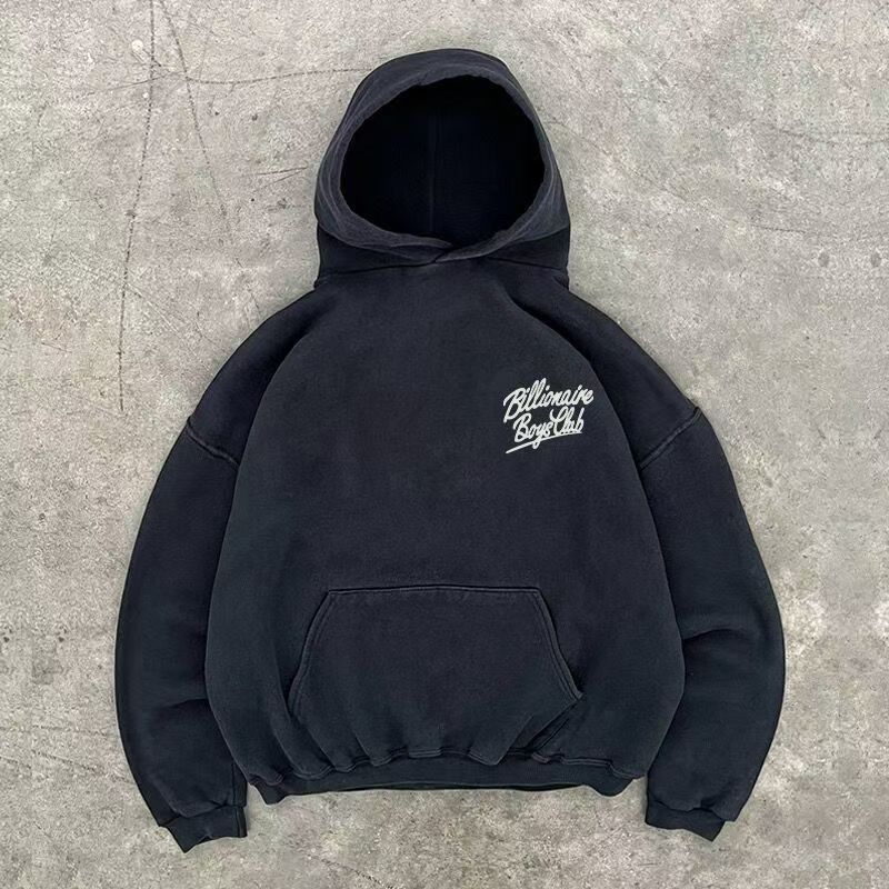 Japanese Brand Black washed retro letter print hoodie y2k Size US M / EU 48-50 / 2 - 1 Thumbnail