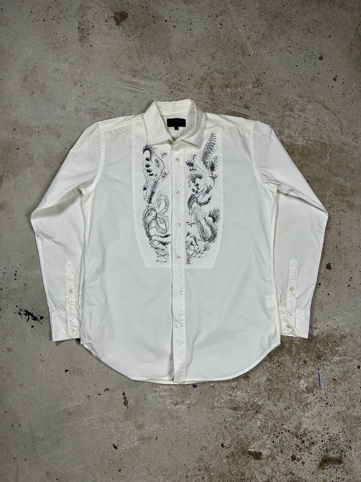 Etro Etro Milano Floral Embroidered Long Sleeve White Shirt Size US L / EU 52-54 / 3 - 1 Thumbnail