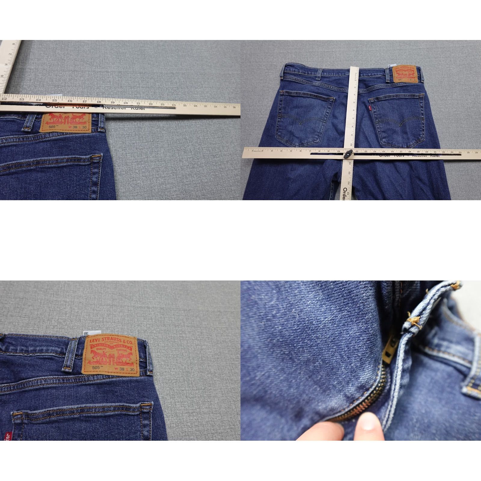 Levi's Levi's 505 Jeans Mens 38x30 Denim Blue Dark Wash 5-Pocket Relaxed Straight Zipper Belt Loops Cotton Blend Jeans Mens Regular Size US 38 / EU 54 - 8 Thumbnail