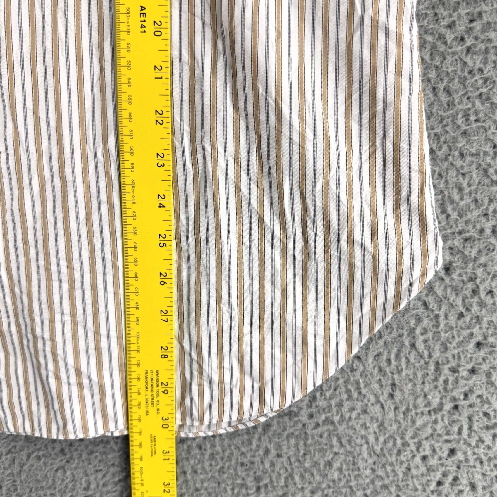 Brioni Brioni Button-Up Shirt Mens XL Tan White Striped Long Sleeve Italy Luxury Business Casual Formal Workwear Size US L / EU 52-54 / 3 - 6 Thumbnail
