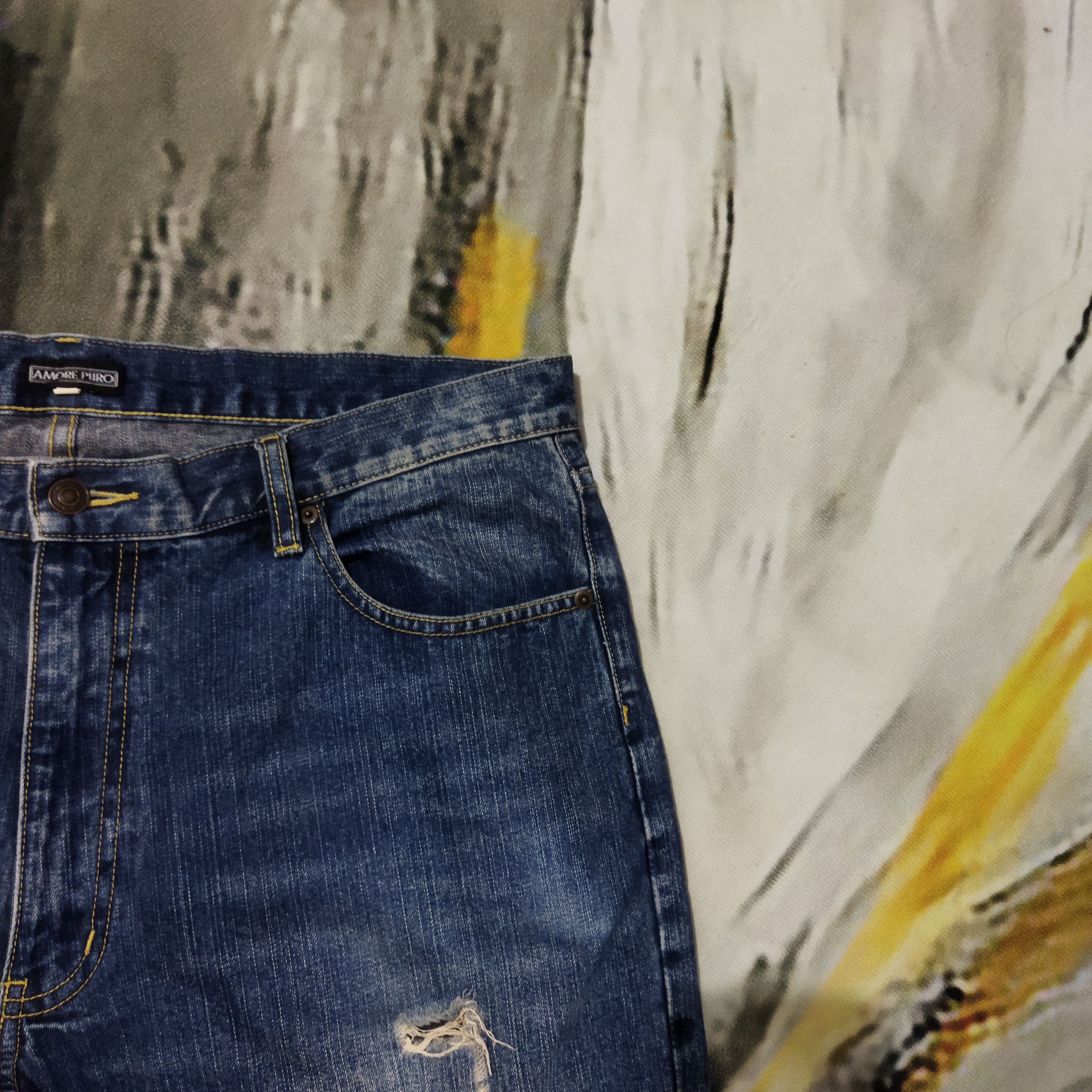 Japanese Brand × Vintage VINTAGE AMORE PURO DISTRESSED BLUE JEANS PANTS Size US 37 - 5 Thumbnail