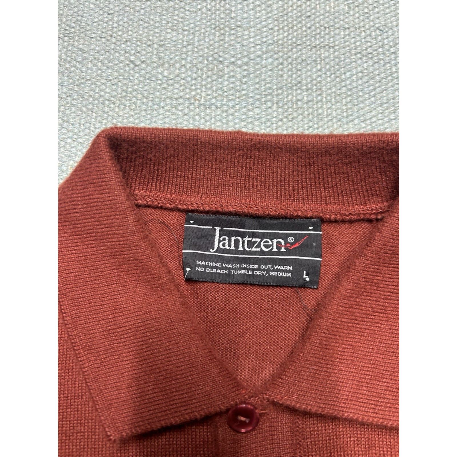 Jantzen VINTAGE Jantzen Polo Shirt Long Sleeve Acrylic Knit Burnt Orange Mens Large Size US L / EU 52-54 / 3 - 4 Thumbnail