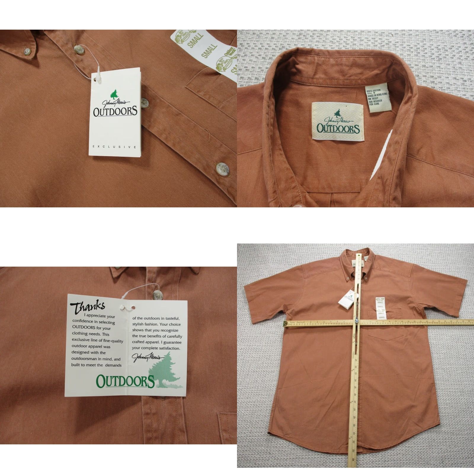 Vintage Johnny Morris Outdoors Shirt Mens Small Short Sleeve Cotton Button-Up New Size US S / EU 44-46 / 1 - 8 Thumbnail