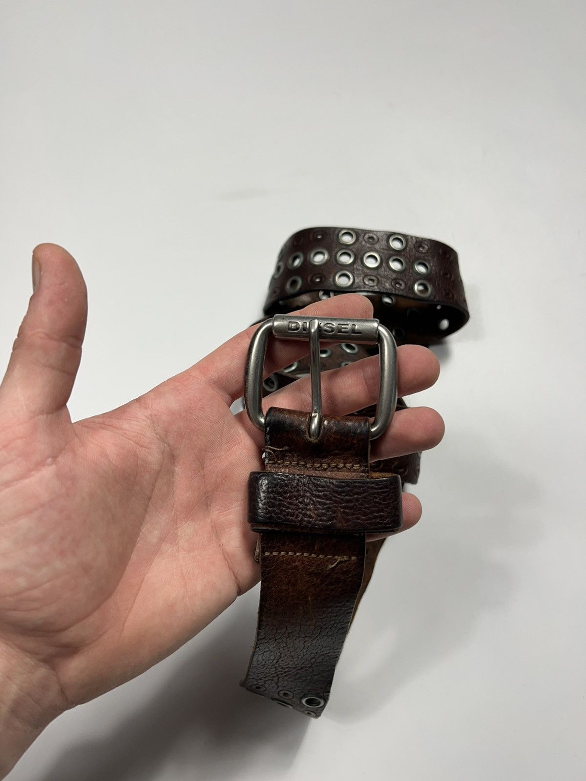 Diesel Vintage Diesel Leather Full of Holes Belt Simon style Size ONE SIZE - 4 Thumbnail