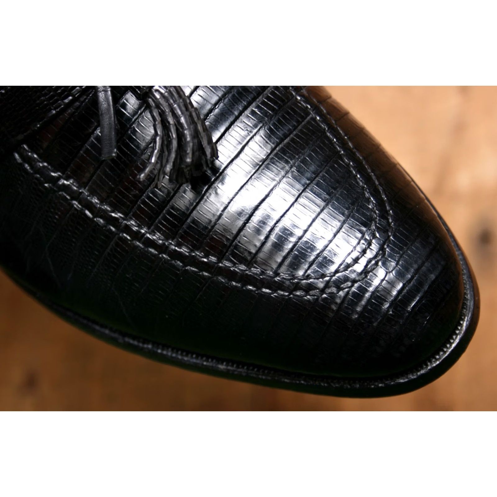 Allen Edmonds ALLEN EDMONDS Clayton Black Lizard Skin Loafers Sz. 11B (Missing Tassel) Dress Slip On Men Leather Upper B Shoes Size US 11 / EU 44 - 7 Thumbnail
