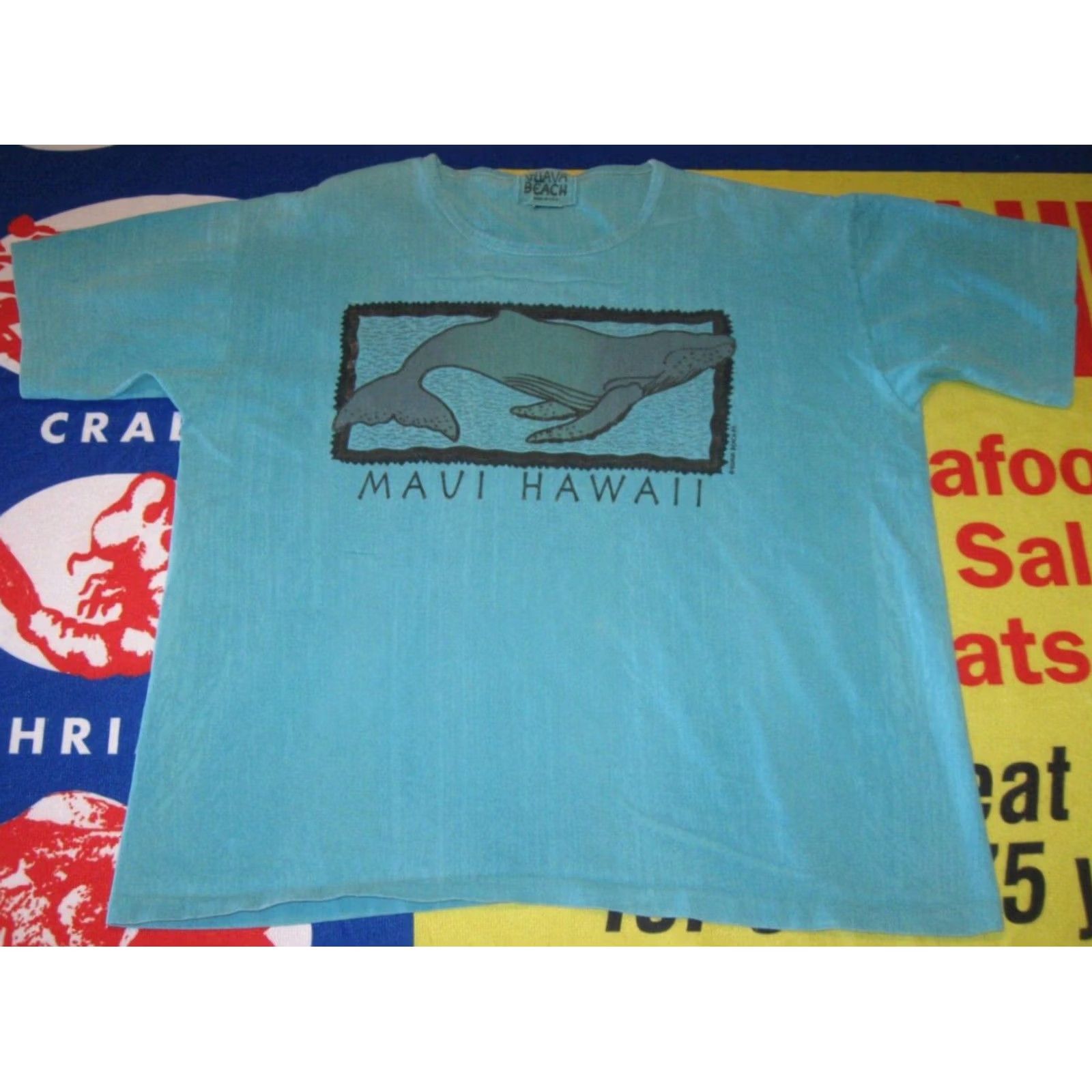 Vintage VINTAGE Guava Beach Maui Hawaii Manatees T Shirt Women's XL Blue 1995 Distressed Casual Logo Animals Beach USA Size XL / US 12-14 / IT 48-50 - 2 Thumbnail