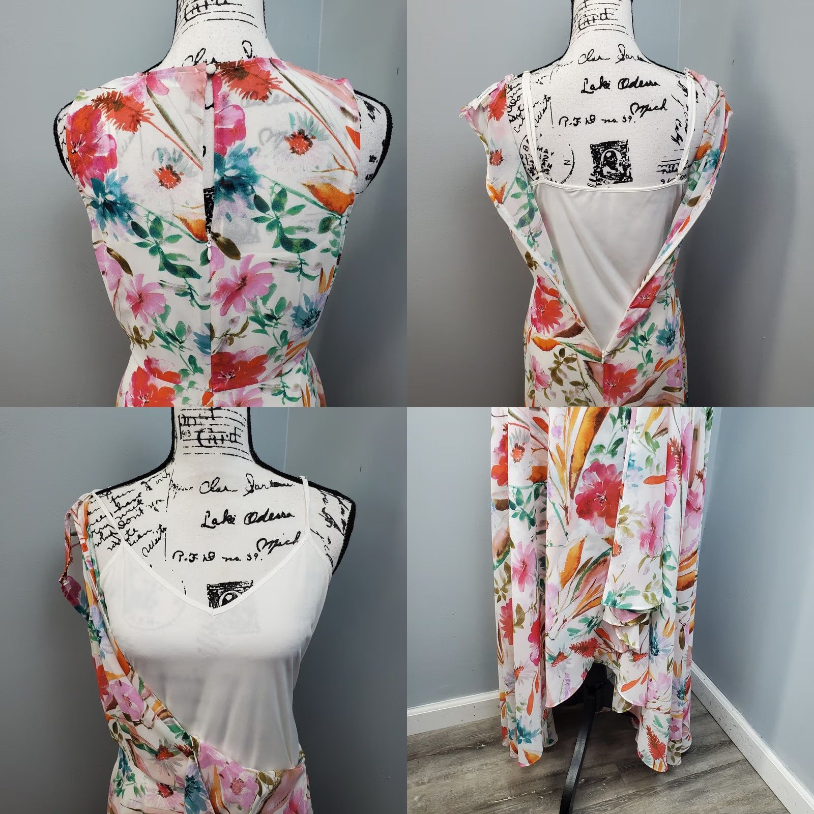 Calvin Klein Calvin Klein Dress Womens 6 Multicolor Floral Surplice Neck Layered Hem Sleeveless Long Dress W/Liner Size M / US 6-8 / IT 42-44 - 8 Thumbnail