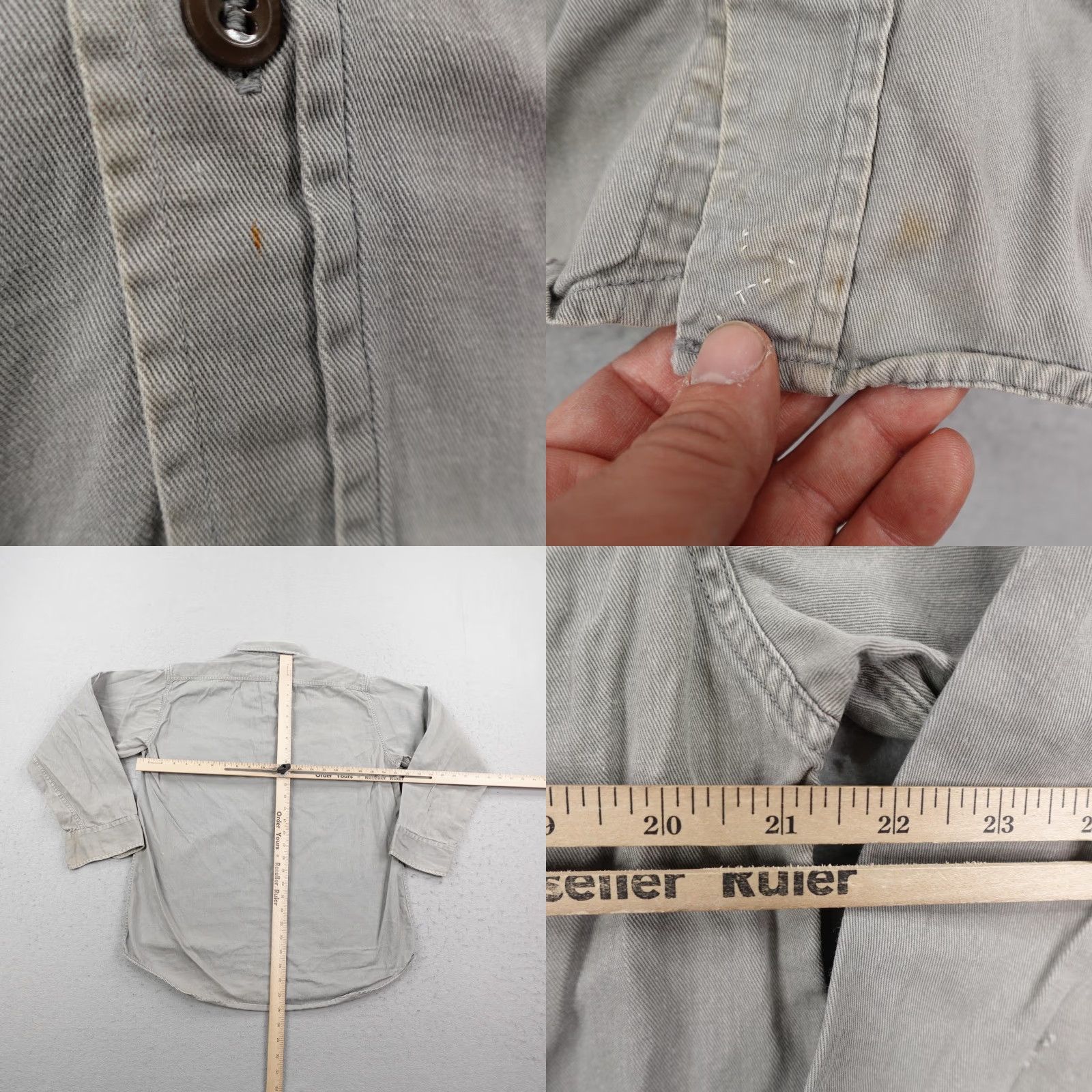 Denime Vintage Powr House Du Alls Shirt Mens Medium Gray Denim Sanforized 50s Button Up Size US M / EU 48-50 / 2 - 8 Thumbnail