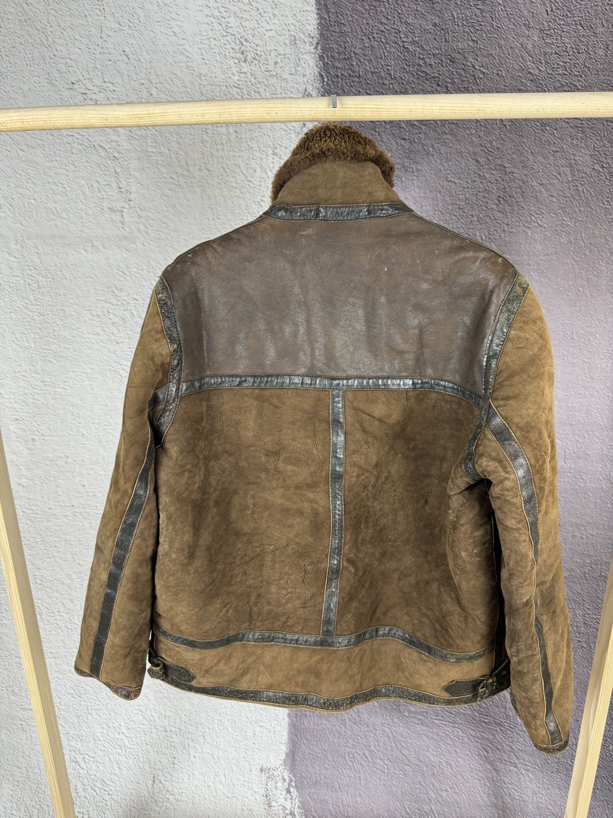 Vintage 90s y2k type b-3 leather shearling brown jacket