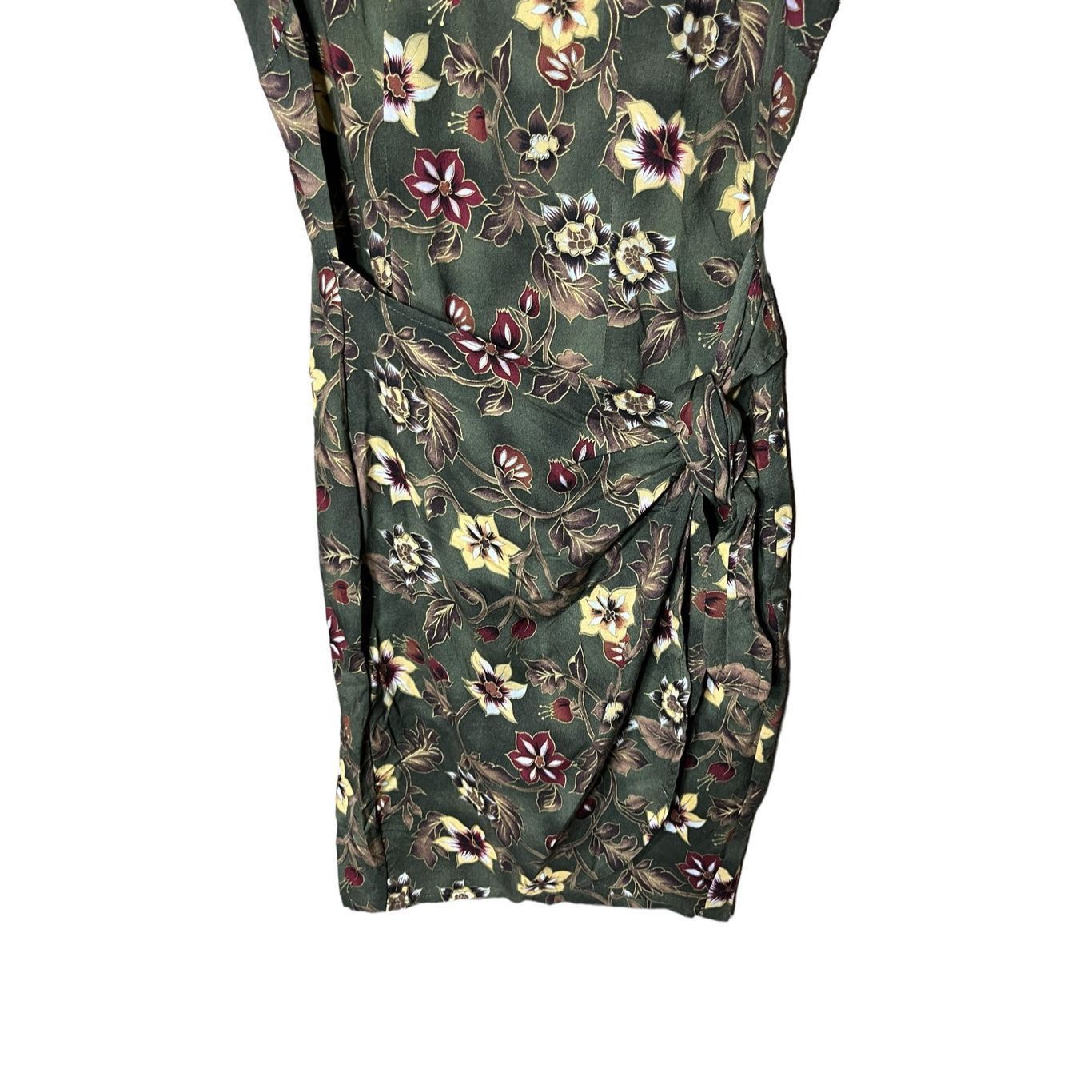 Other Vintage Tickets 90s Green Floral Print Wrap Dress Size 5/6 Size M / US 6-8 / IT 42-44 - 3 Thumbnail