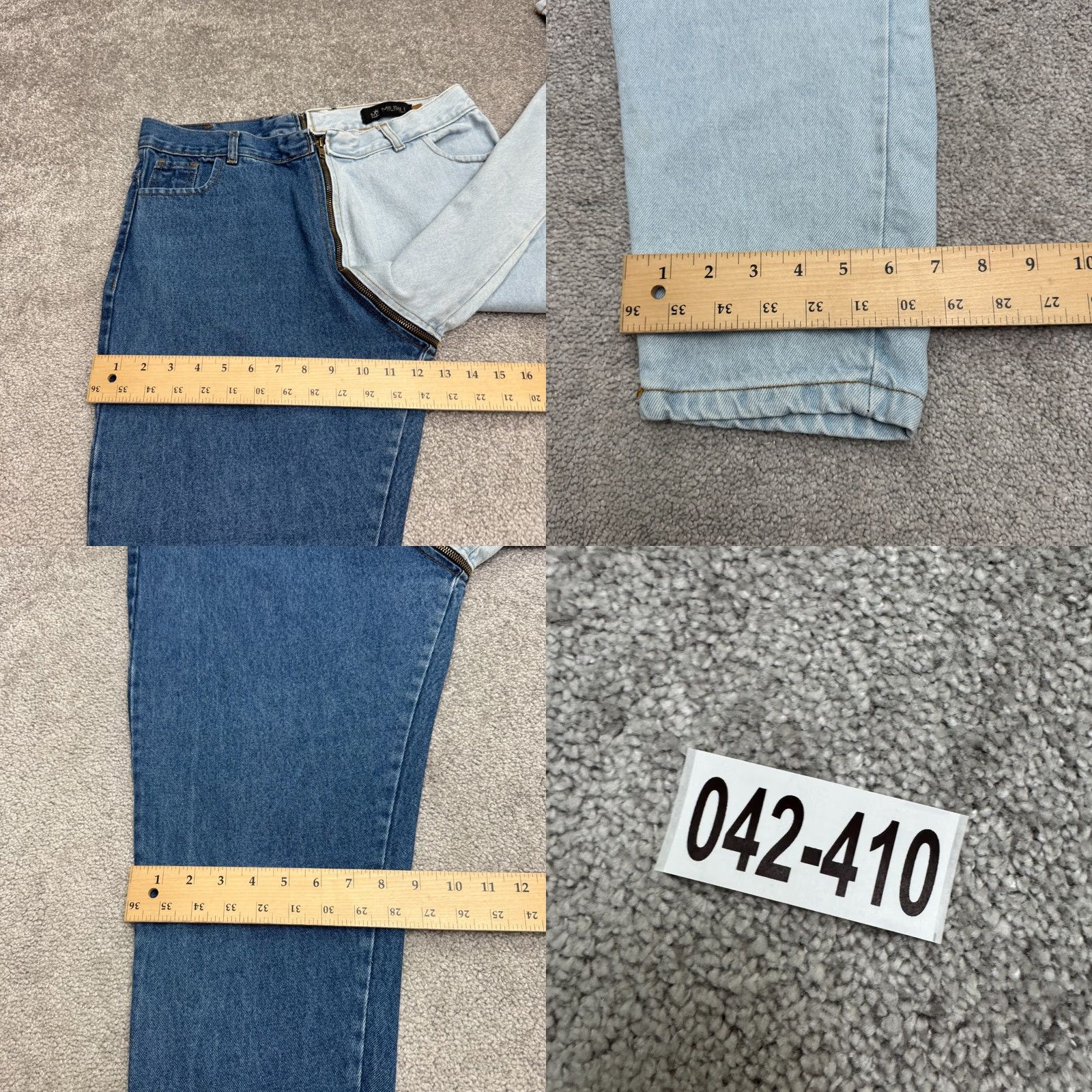 Vintage Milipili Tapered Jeans Womens 12 US 42 High Rise Two Tone Blue Denim Full Zip Size 34" / US 12 / IT 48 - 9 Thumbnail