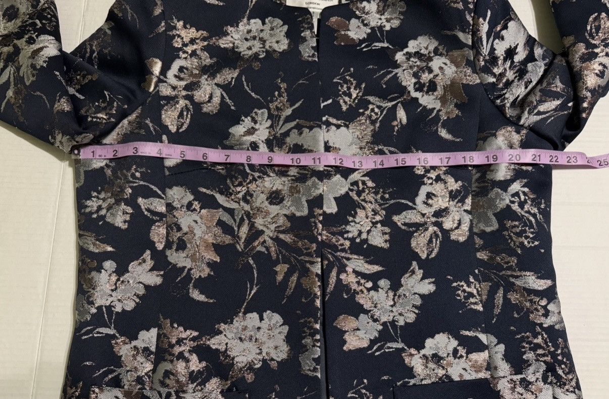 Other Helene Berman Navy Floral Gold Metallic Accent Open Jacket M Size M / US 6-8 / IT 42-44 - 10 Thumbnail