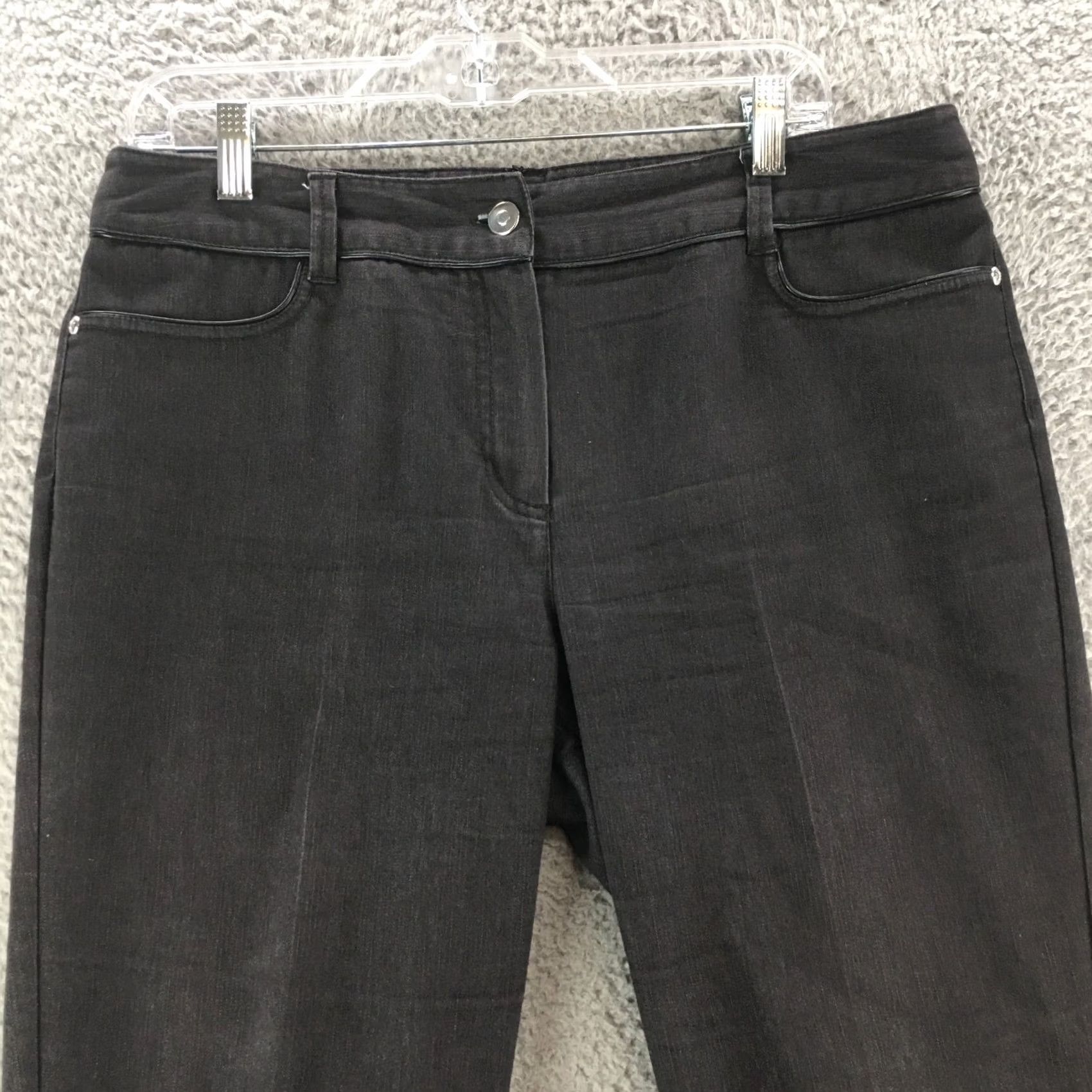 Vintage Larry Levine Jeans Womens 12 Black Mid Rise Straight Leg Zip Fly Flat Front Size 34" / US 12 / IT 48 - 2 Thumbnail